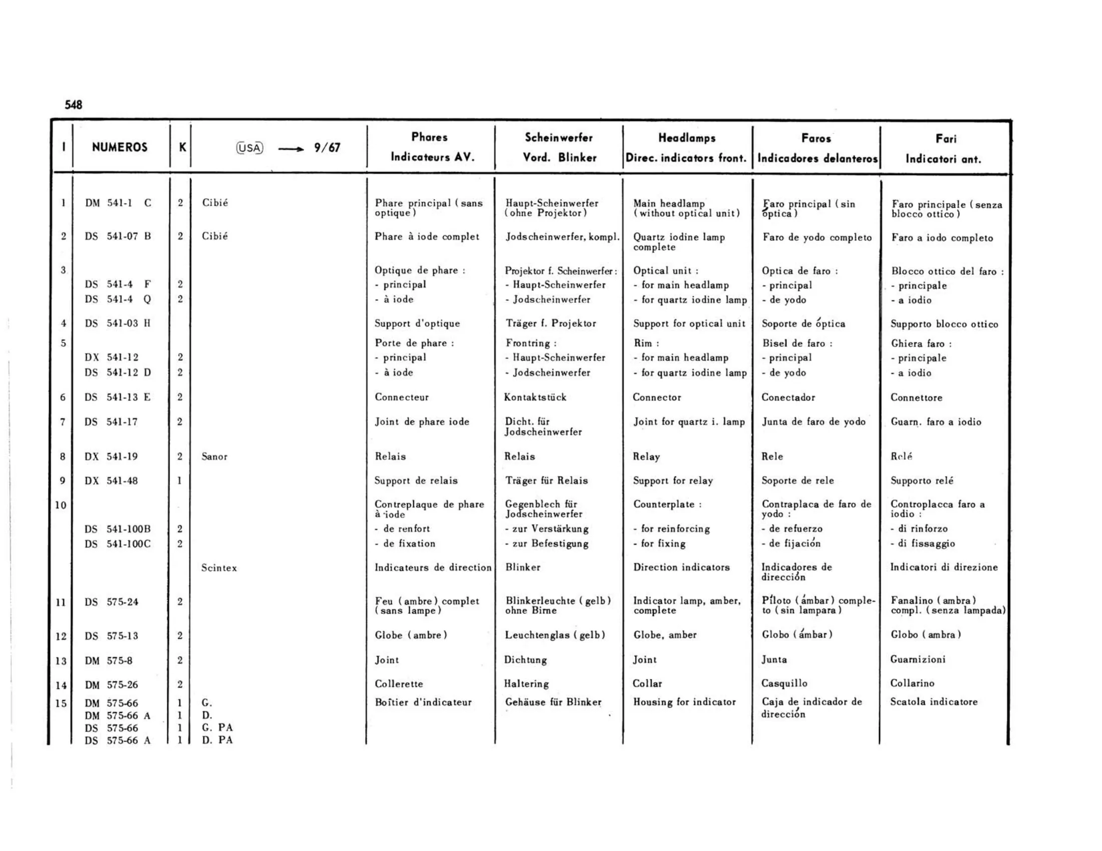 USA >9/67, page 151 of 503 — 598 Parts Catalogue — Volume II