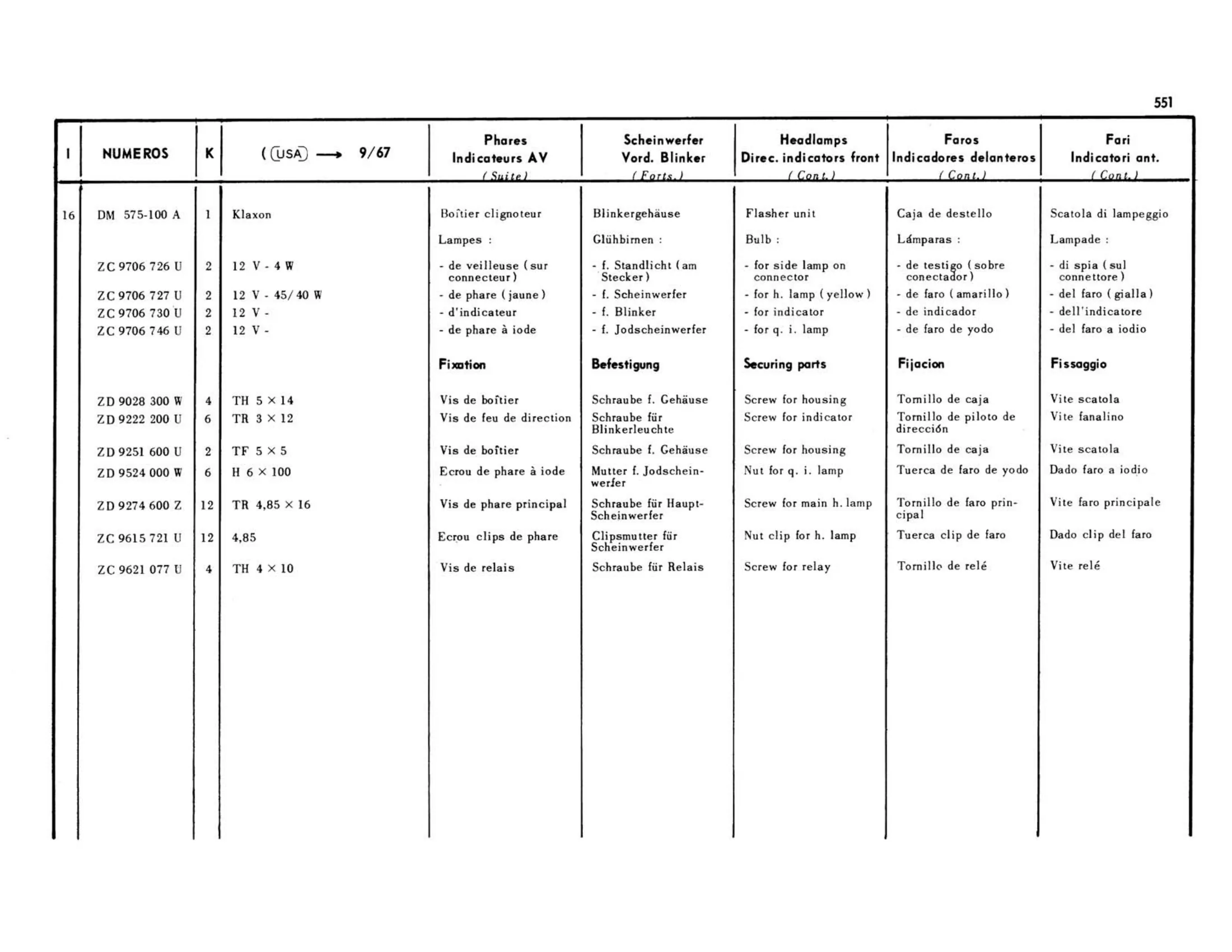 USA >9/67, page 152 of 503 — 598 Parts Catalogue — Volume II