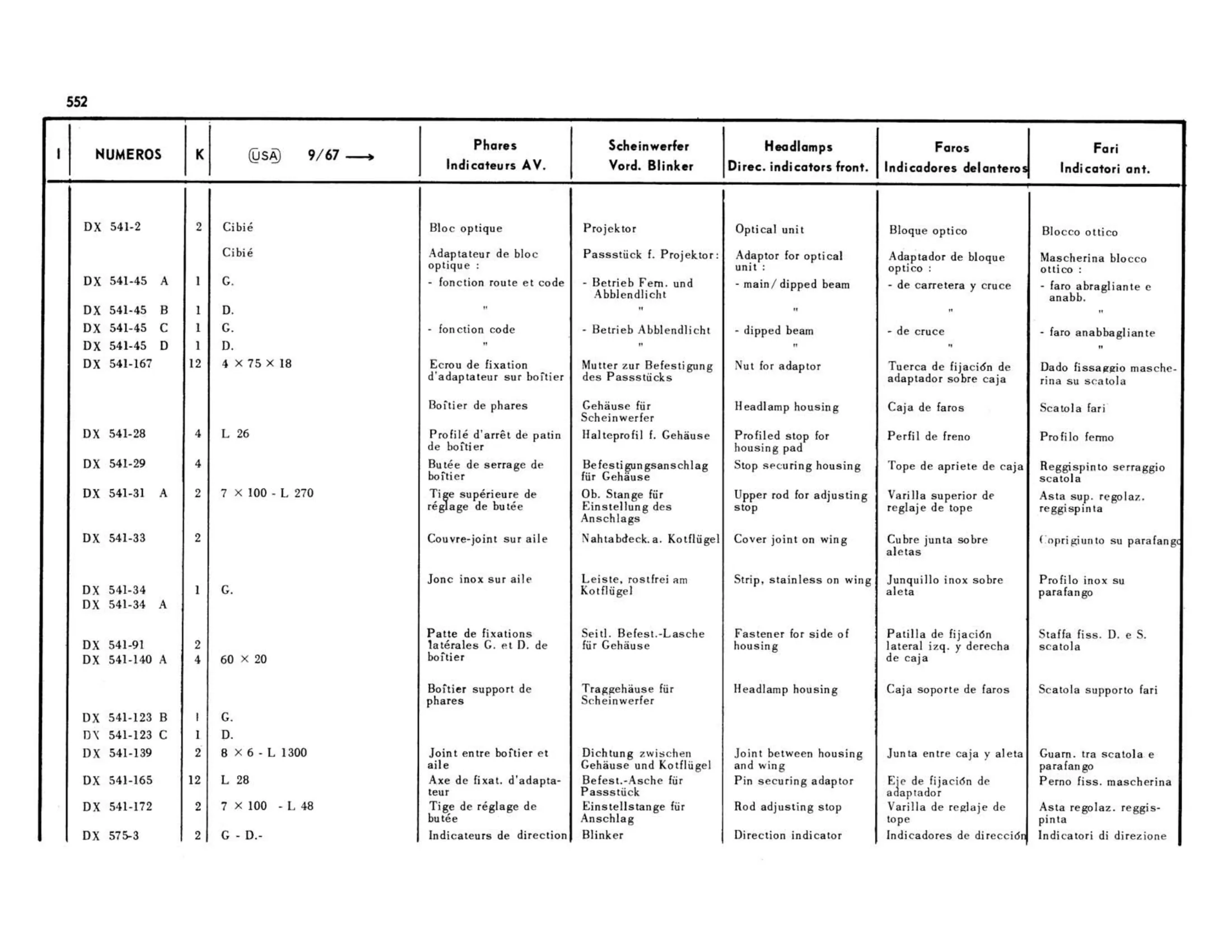 USA 9/67>, page 153 of 503 — 598 Parts Catalogue — Volume II