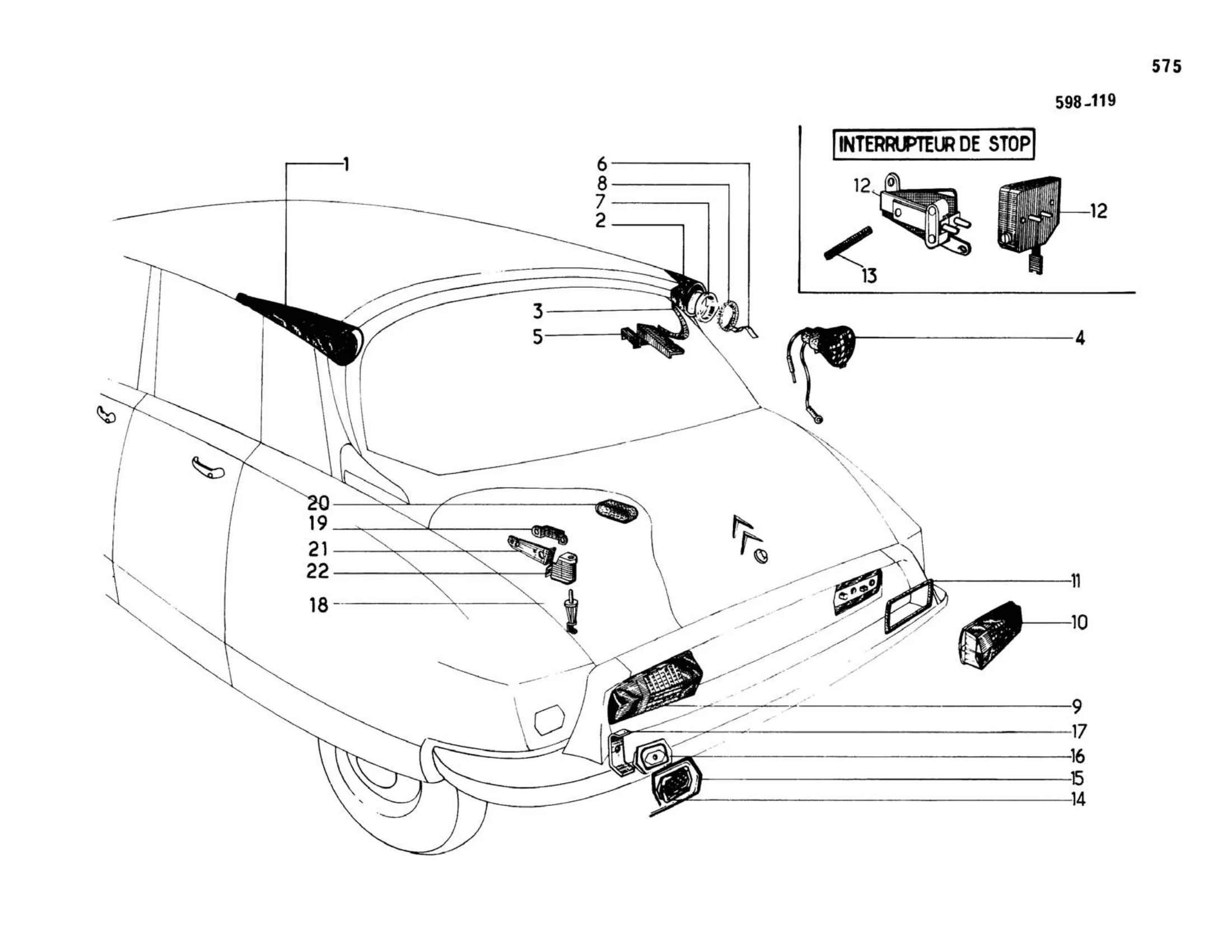 Rear lights, page 171 of 503 — 598 Parts Catalogue — Volume II