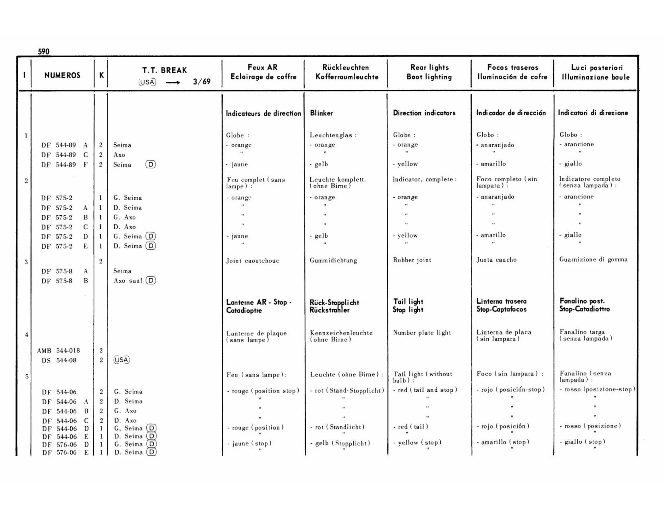 Break all, USA >3/69, page 183 of 503 — 598 Parts Catalogue — Volume II