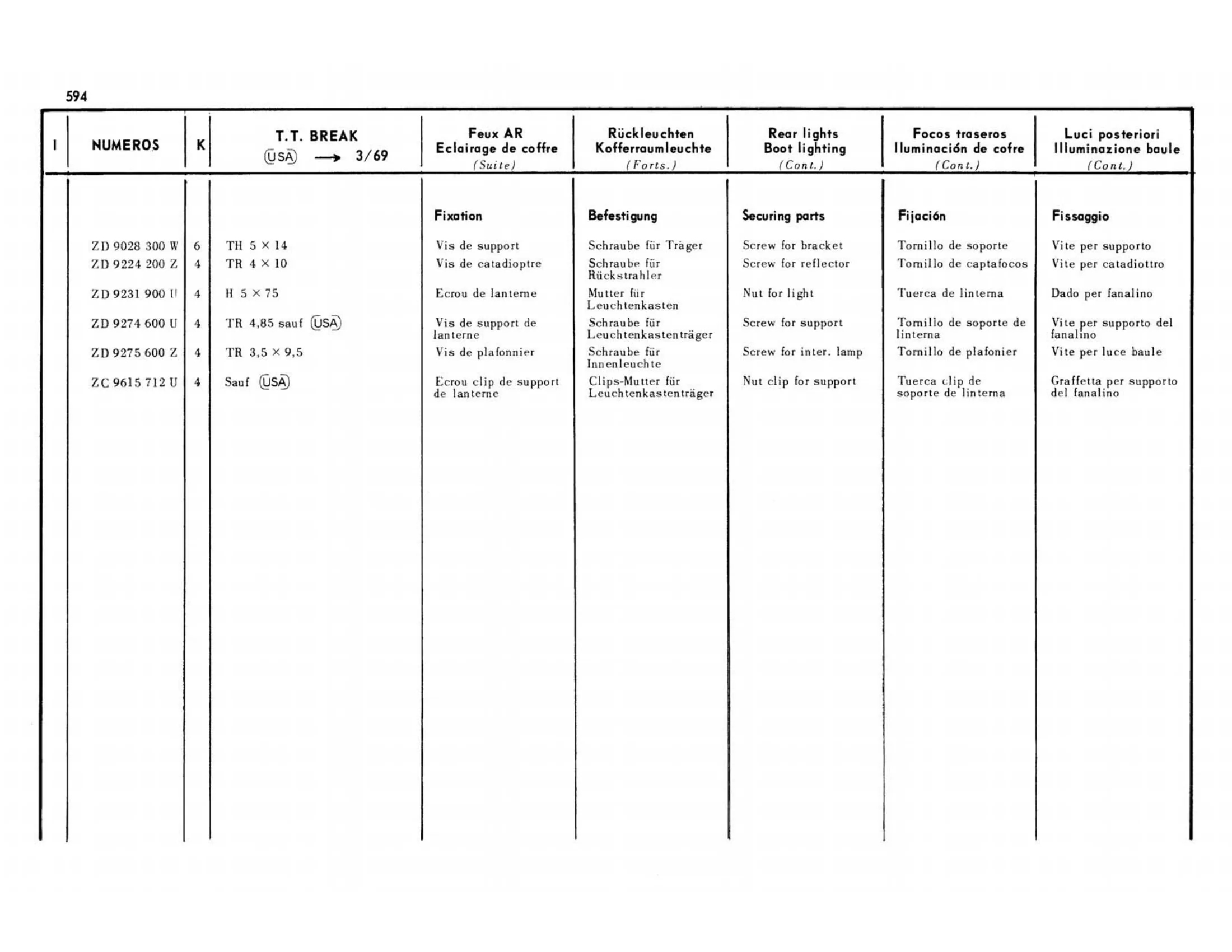 Break all, USA >3/69, page 185 of 503 — 598 Parts Catalogue — Volume II