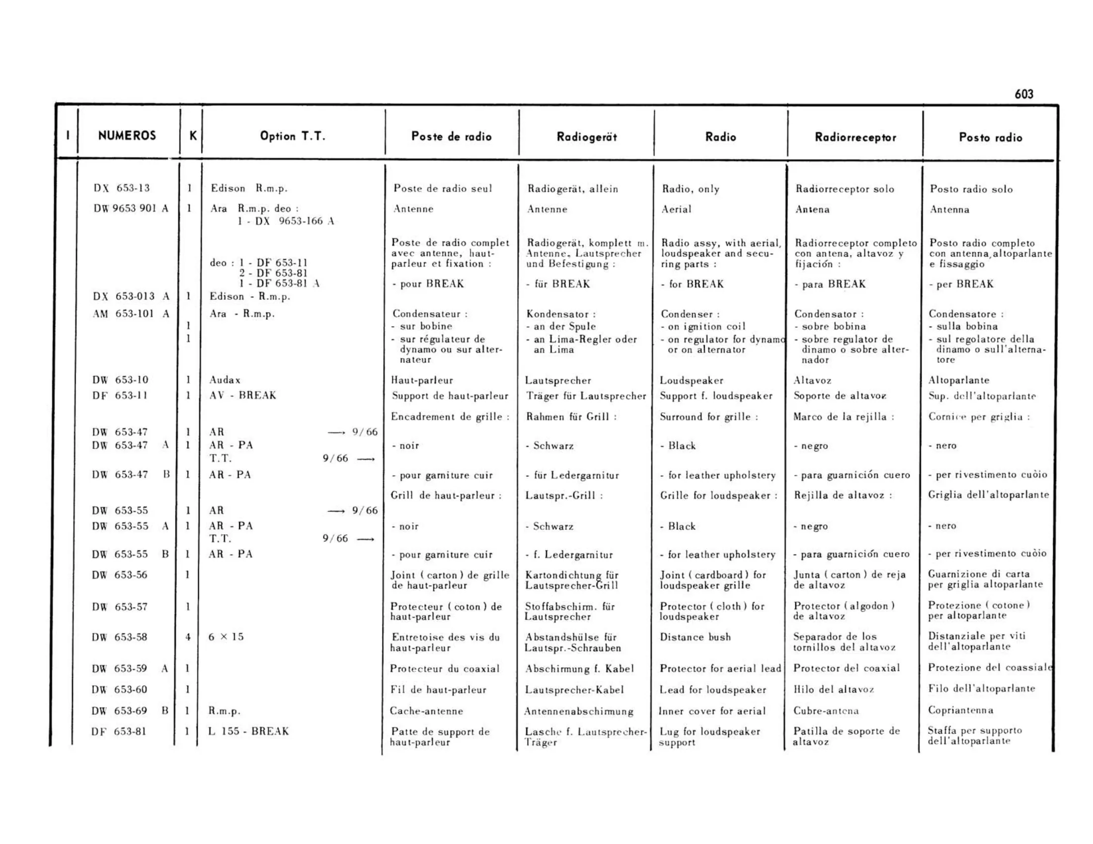 Radio, page 192 of 503 — 598 Parts Catalogue — Volume II