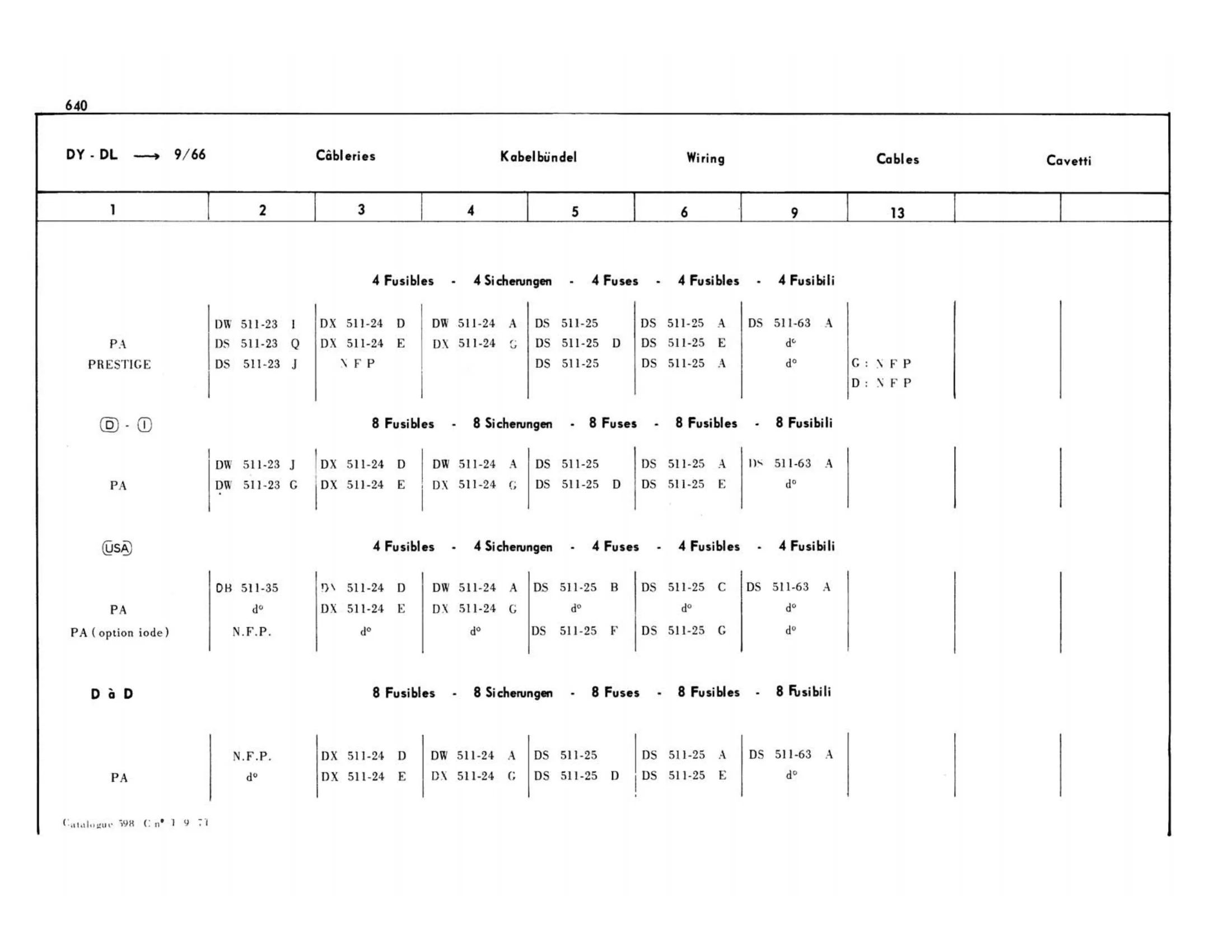 DY-DL, page 229 of 503 — 598 Parts Catalogue — Volume II