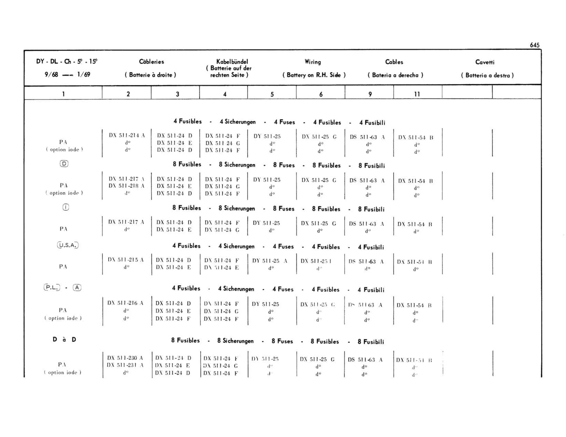 DY-DL, page 234 of 503 — 598 Parts Catalogue — Volume II