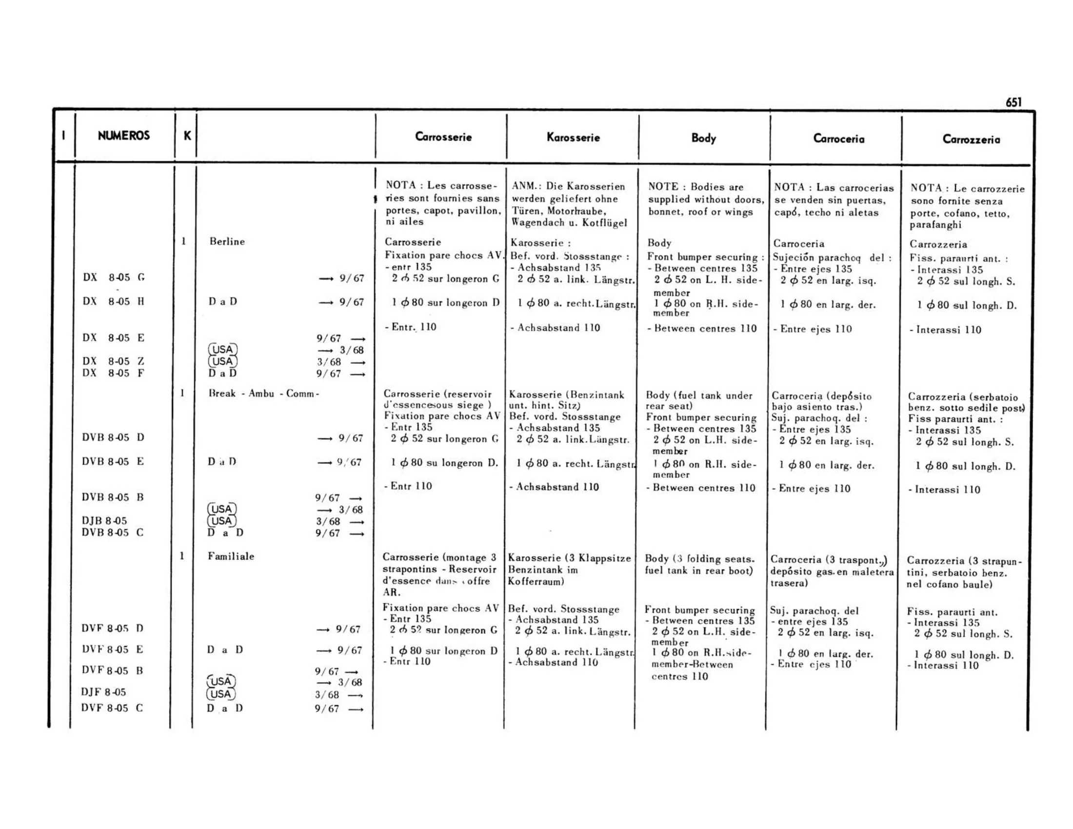 Body complete, page 239 of 503 — 598 Parts Catalogue — Volume II