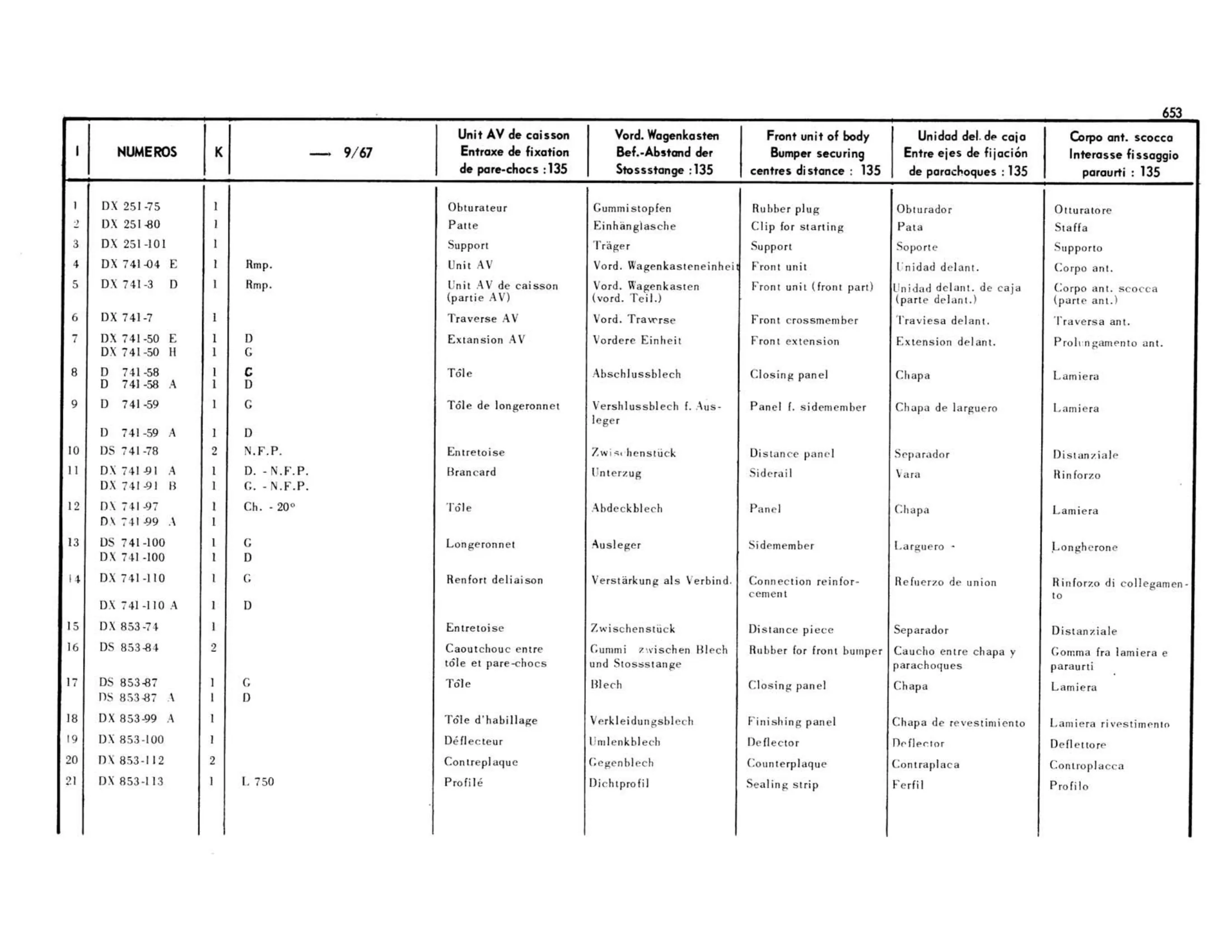 Body front / >9/67, page 241 of 503 — 598 Parts Catalogue — Volume II