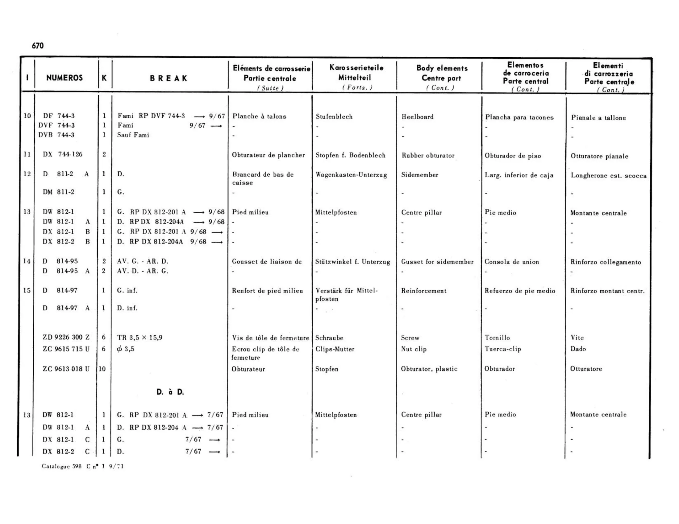 Right hand drive, page 254 of 503 — 598 Parts Catalogue — Volume II