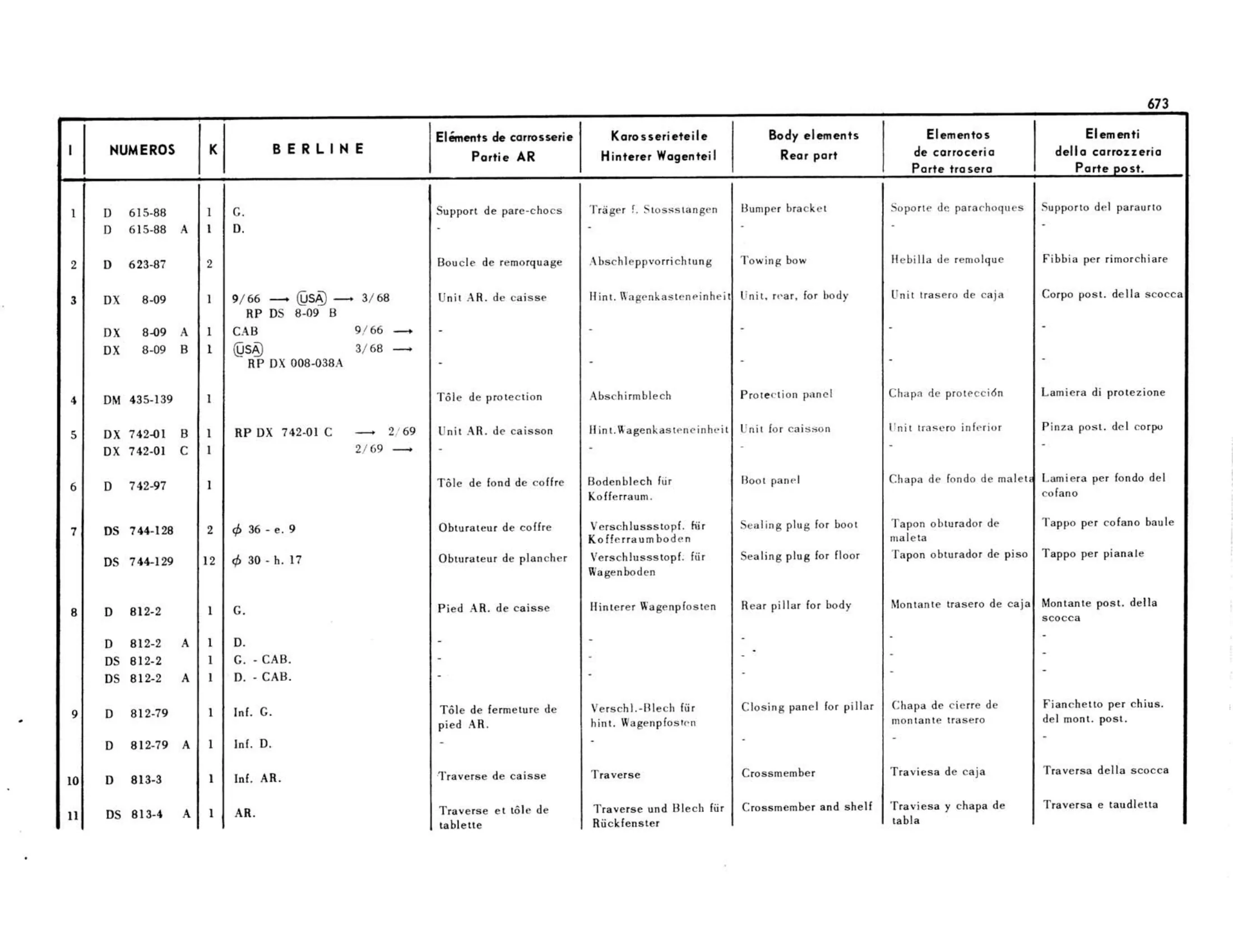Rear, Berline, page 256 of 503 — 598 Parts Catalogue — Volume II