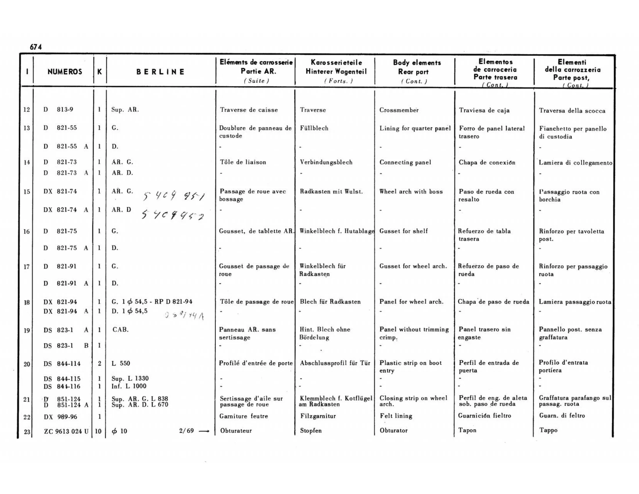 Rear, Berline, page 257 of 503 — 598 Parts Catalogue — Volume II