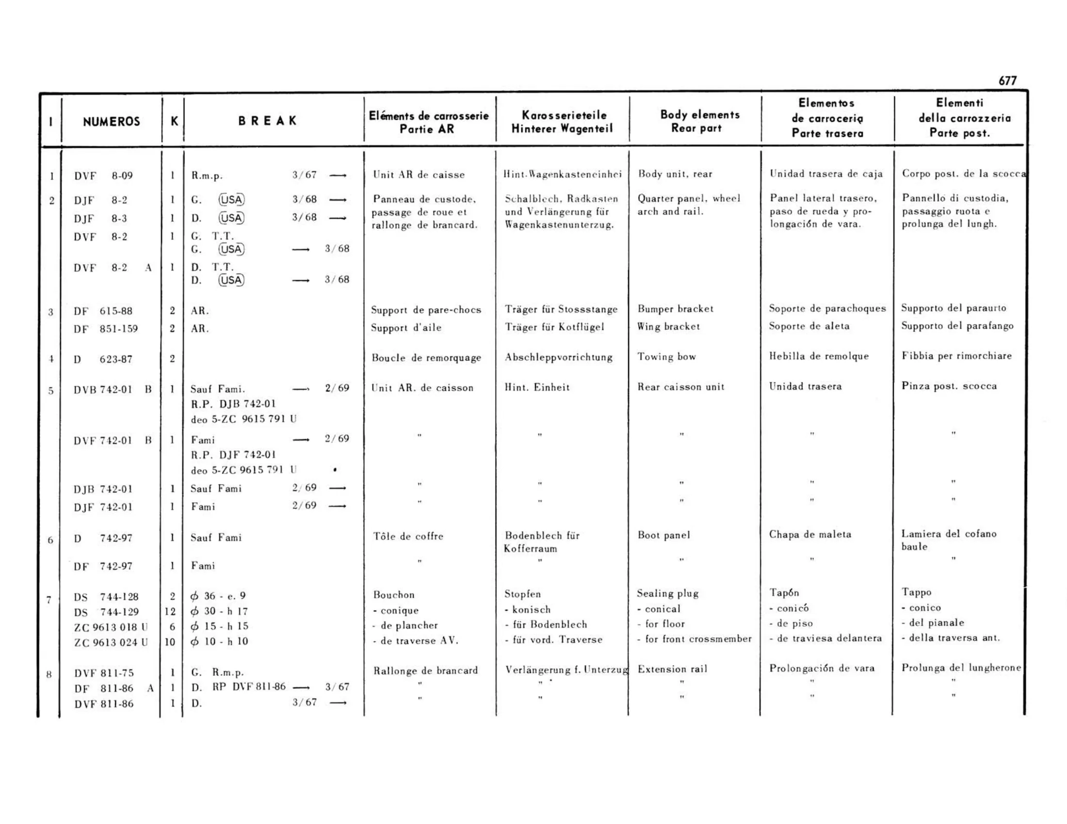 Rear, Break, page 259 of 503 — 598 Parts Catalogue — Volume II