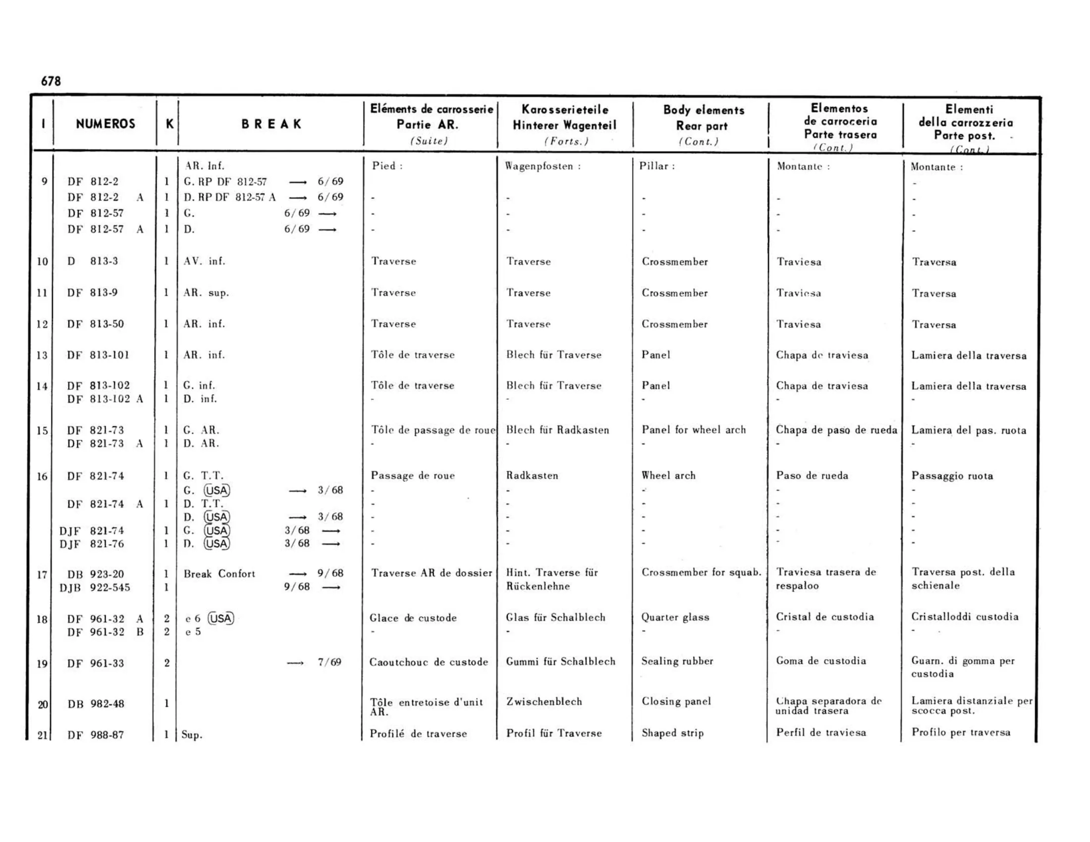 Rear, Break, page 260 of 503 — 598 Parts Catalogue — Volume II