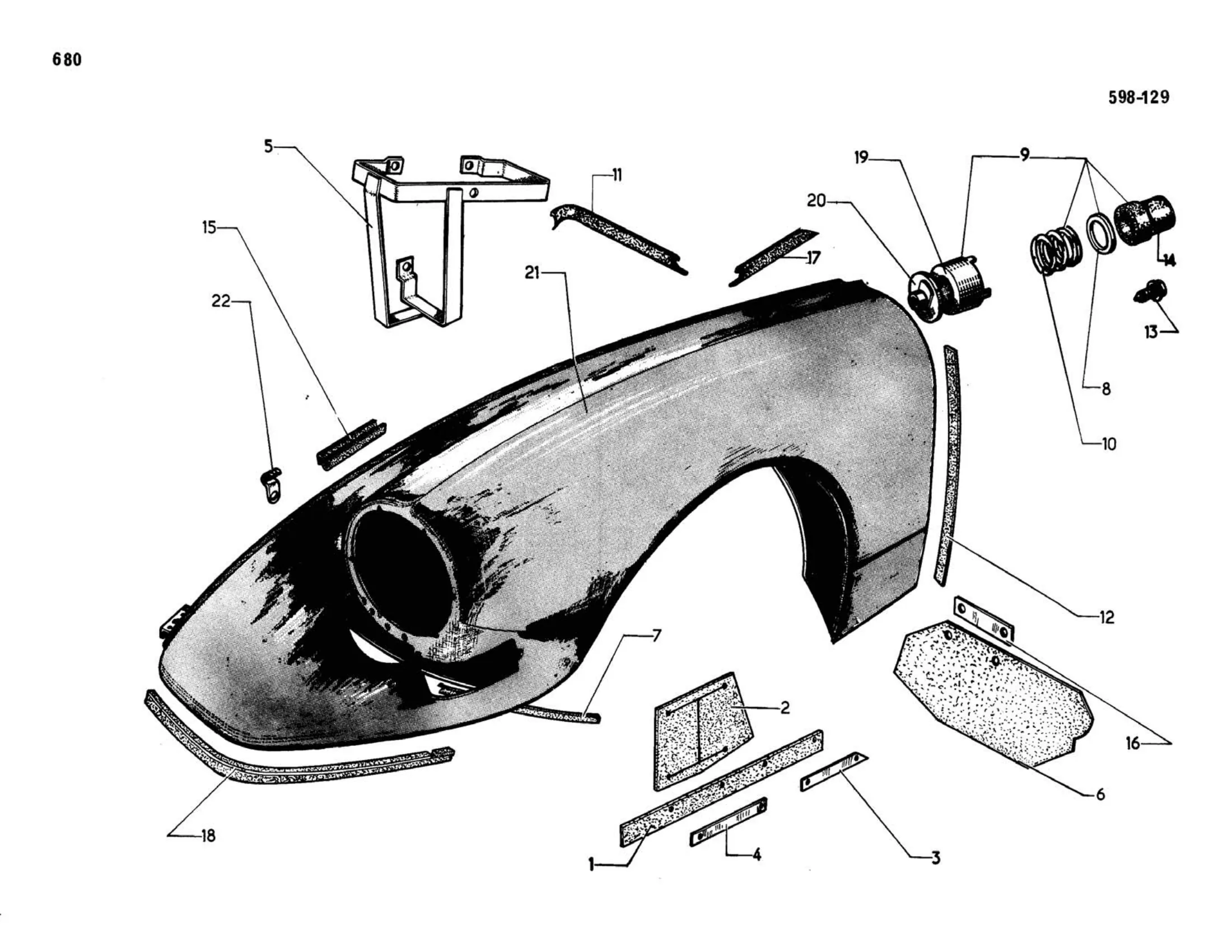 Front wings >9/67, page 261 of 503 — 598 Parts Catalogue — Volume II