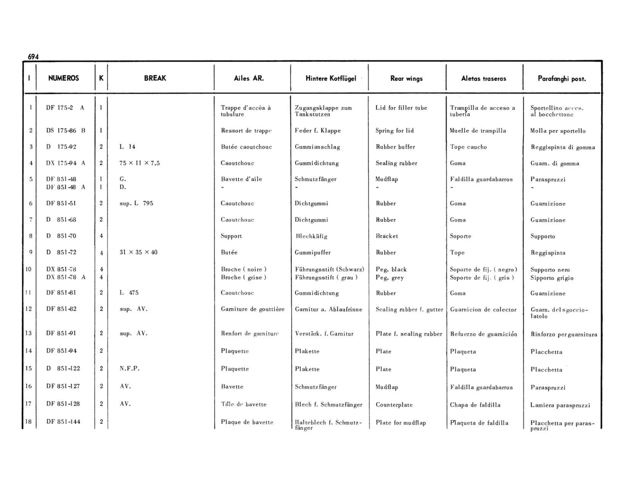 Break, page 272 of 503 — 598 Parts Catalogue — Volume II