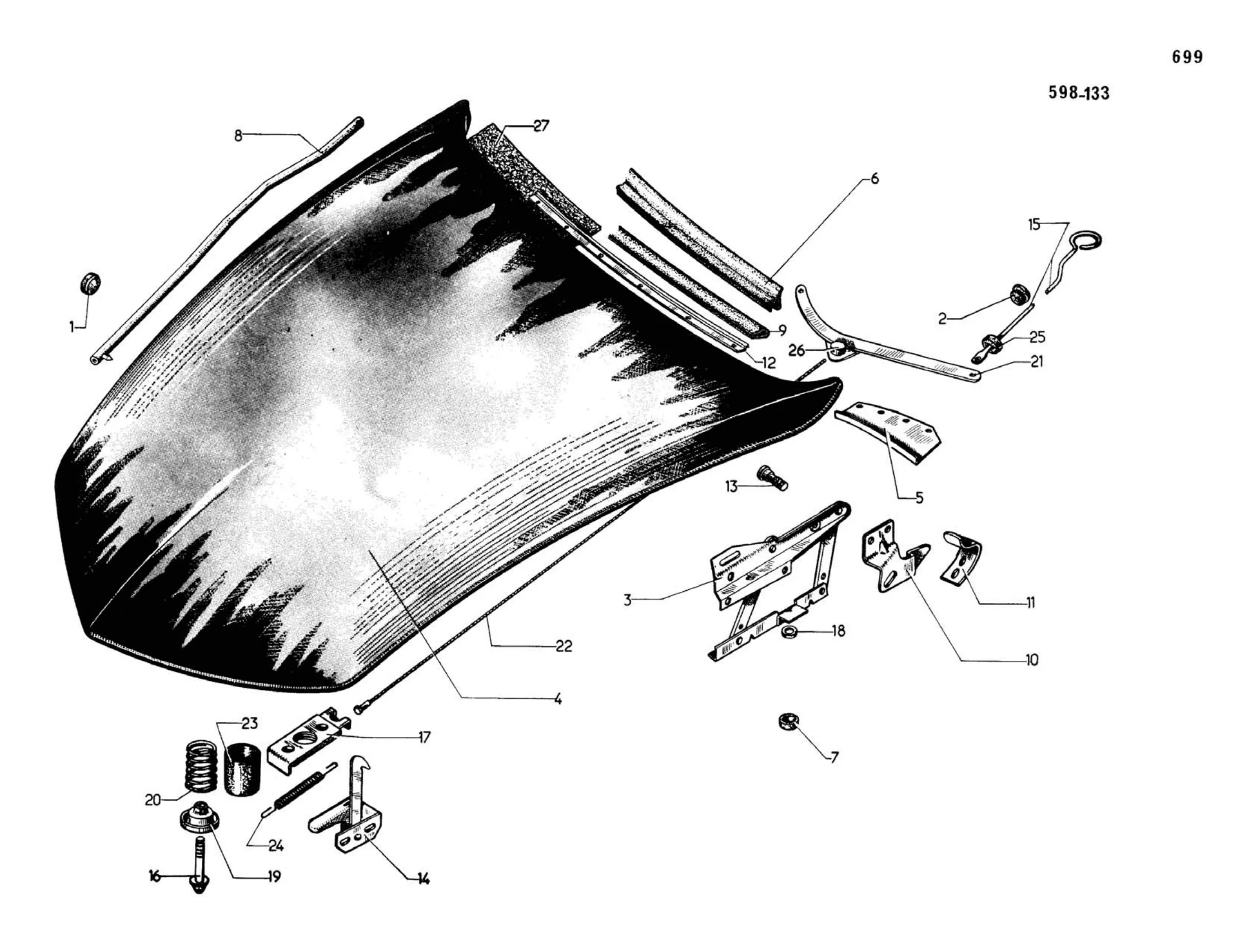 Bonnet / >9/67, page 274 of 503 — 598 Parts Catalogue — Volume II