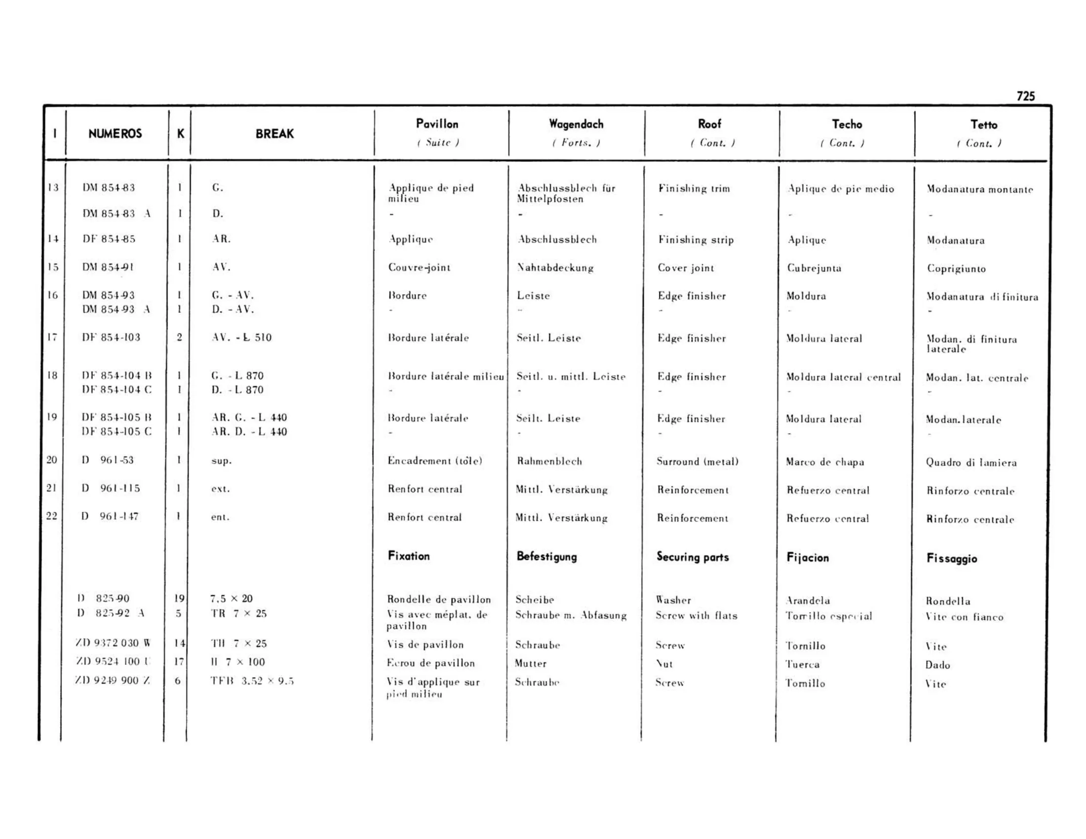 Break, page 292 of 503 — 598 Parts Catalogue — Volume II