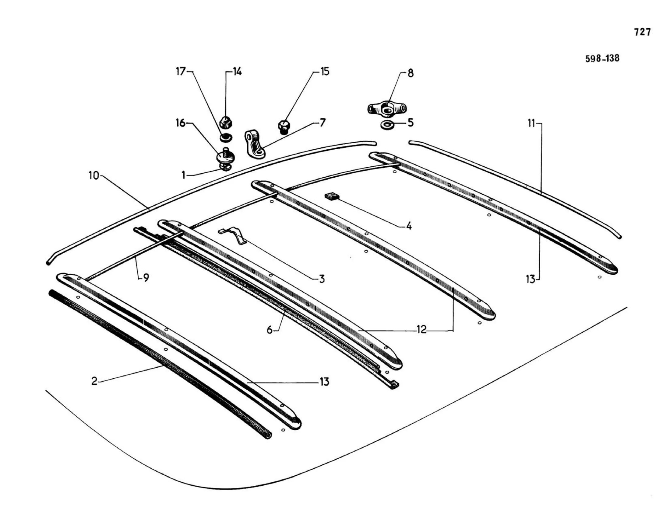 Break luggage rack, page 293 of 503 — 598 Parts Catalogue — Volume II