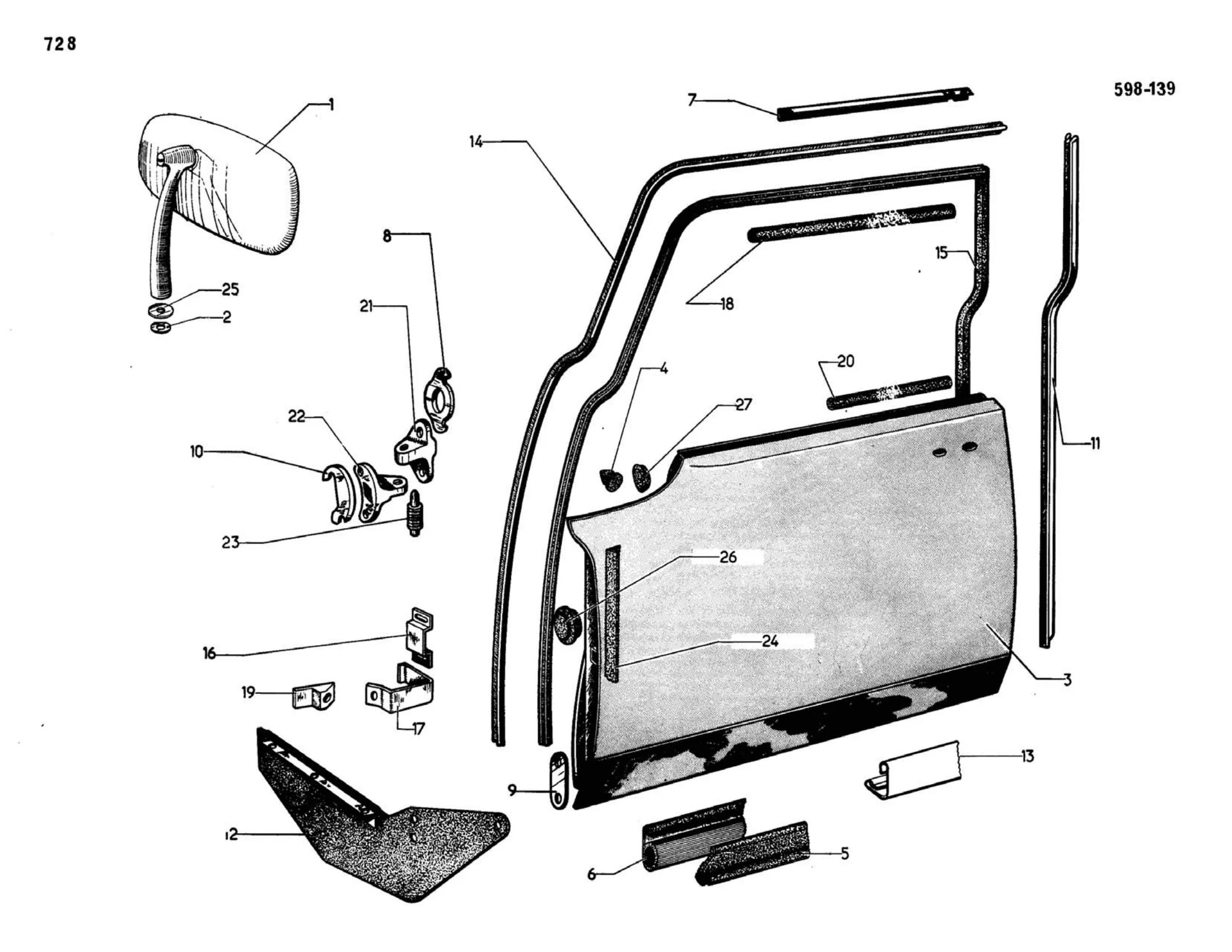Doors / Front door, page 295 of 503 — 598 Parts Catalogue — Volume II