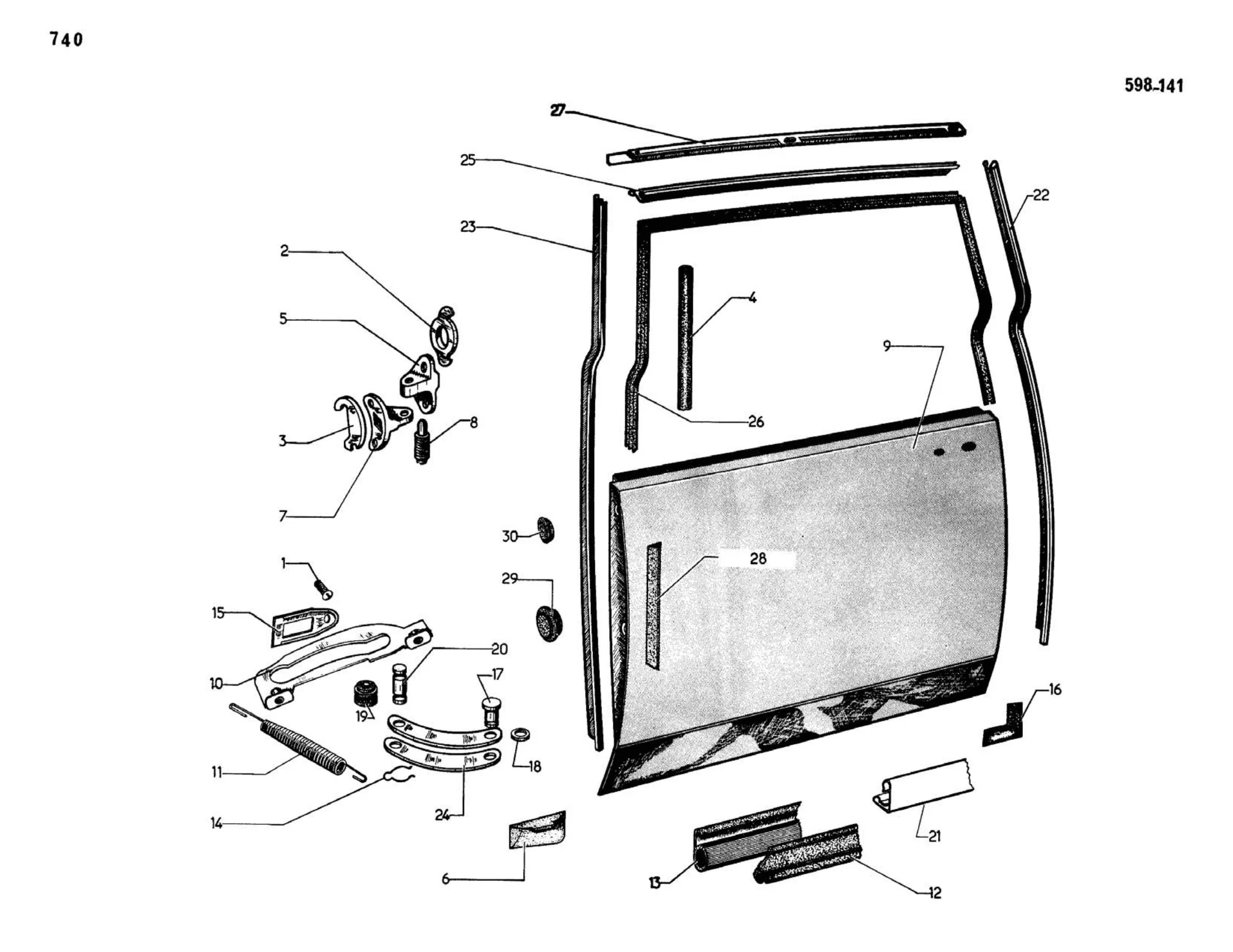 Rear door, Break, page 303 of 503 — 598 Parts Catalogue — Volume II