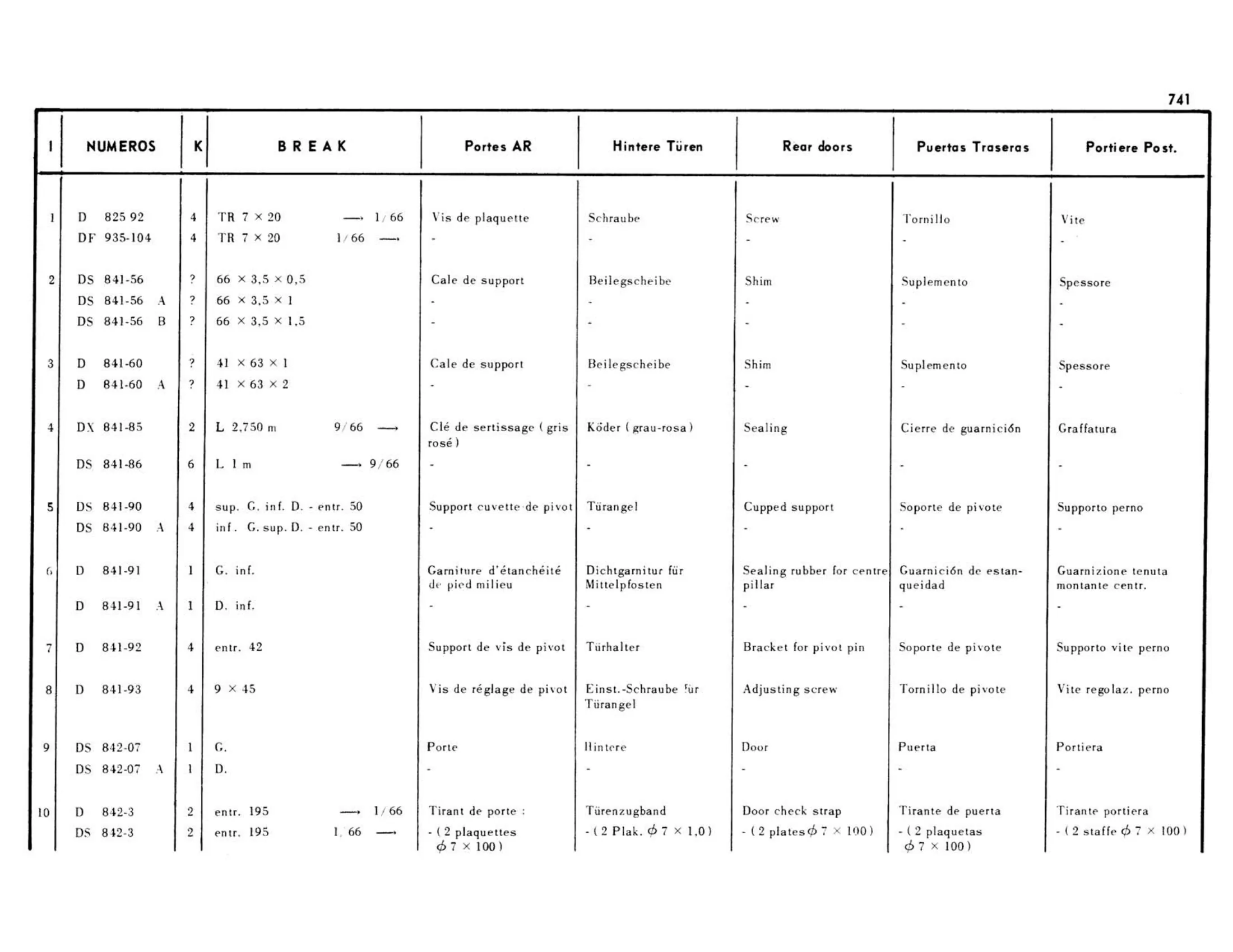 Rear door, Break, page 304 of 503 — 598 Parts Catalogue — Volume II