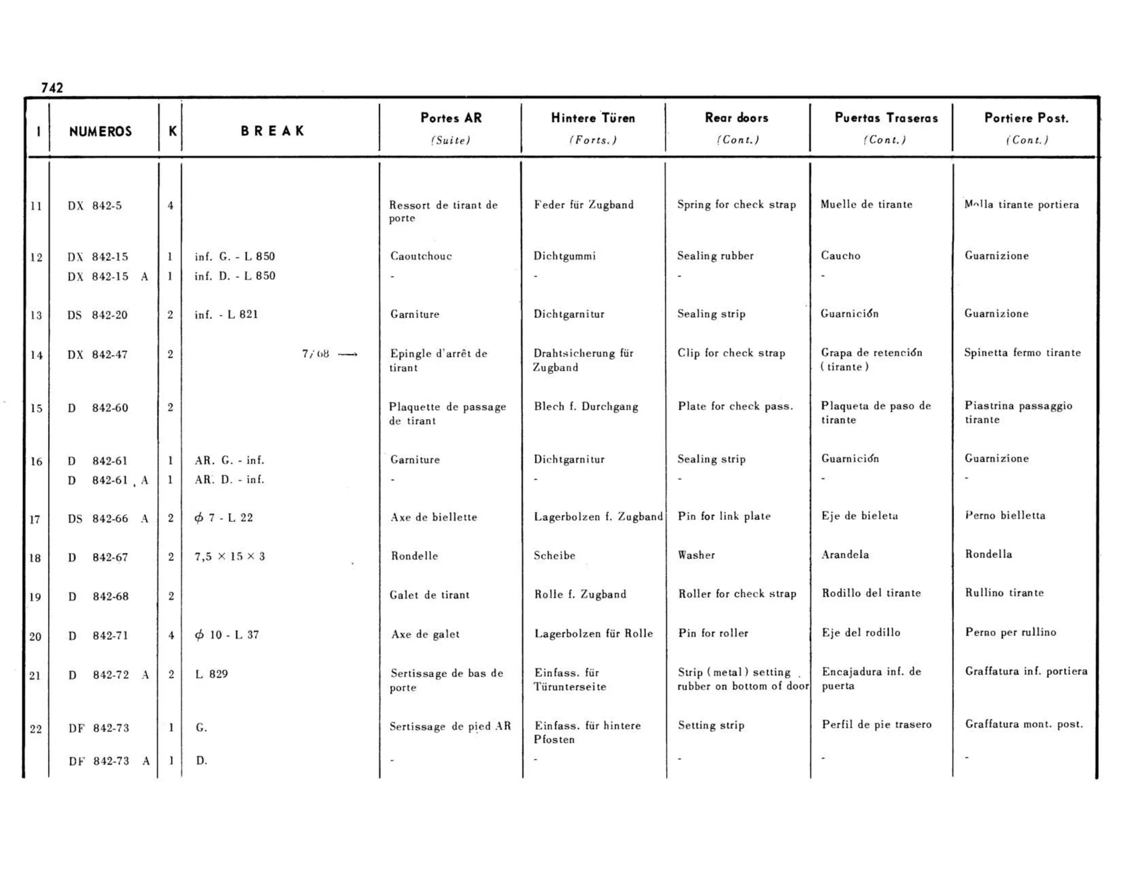 Rear door, Break, page 305 of 503 — 598 Parts Catalogue — Volume II