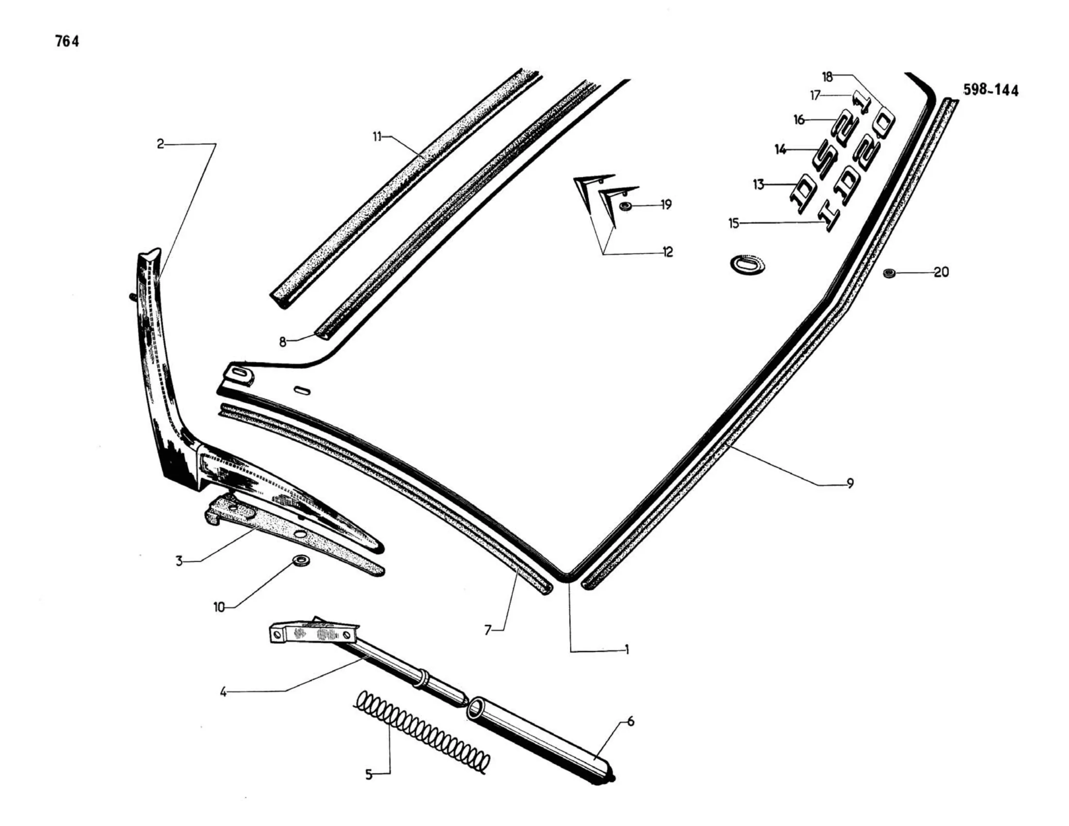 Rear door / Boot lid, Berline, page 320 of 503 — 598 Parts Catalogue — Volume II