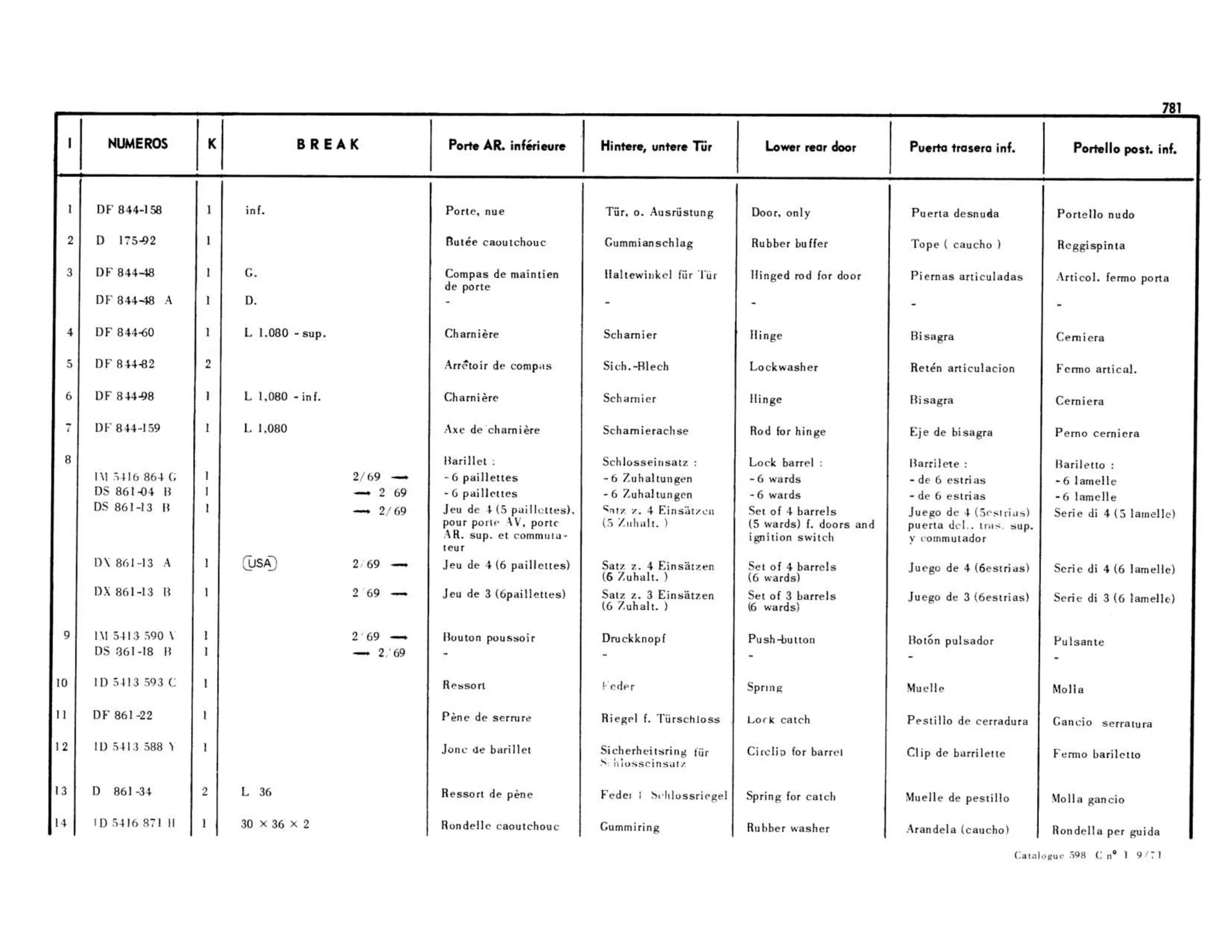 Lower, page 332 of 503 — 598 Parts Catalogue — Volume II