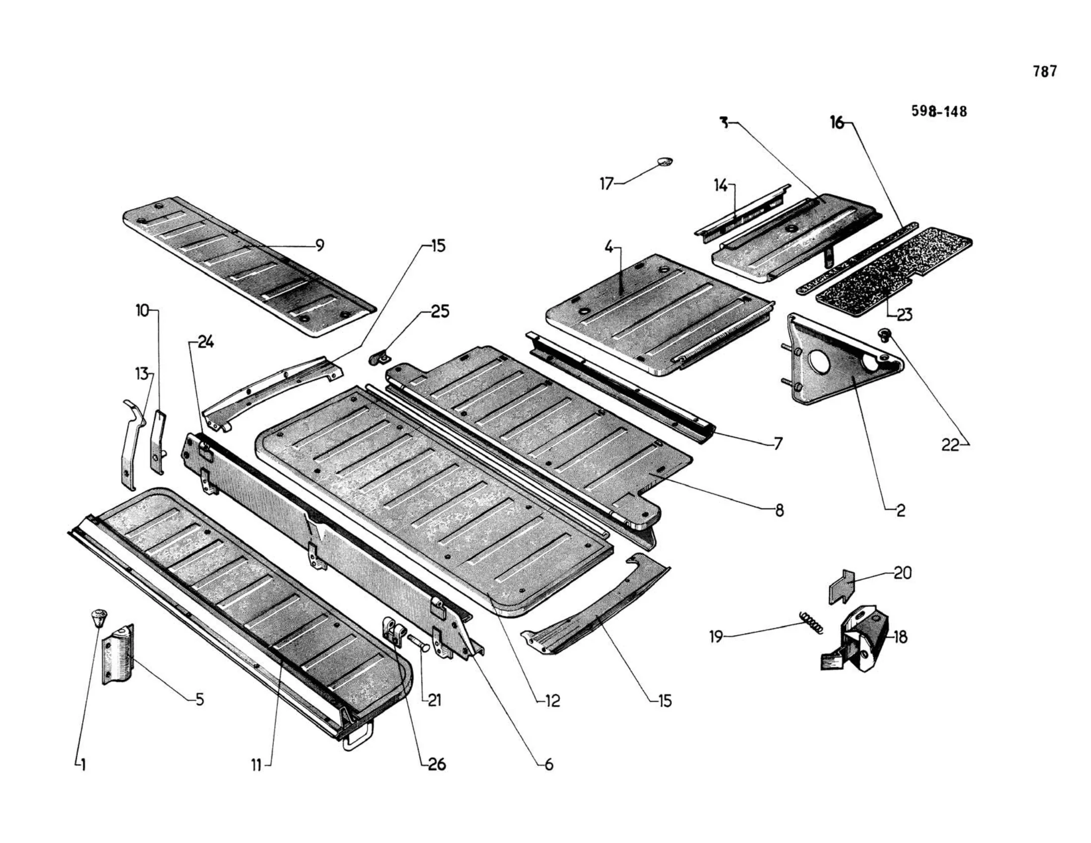 Rear floor / Break, page 335 of 503 — 598 Parts Catalogue — Volume II