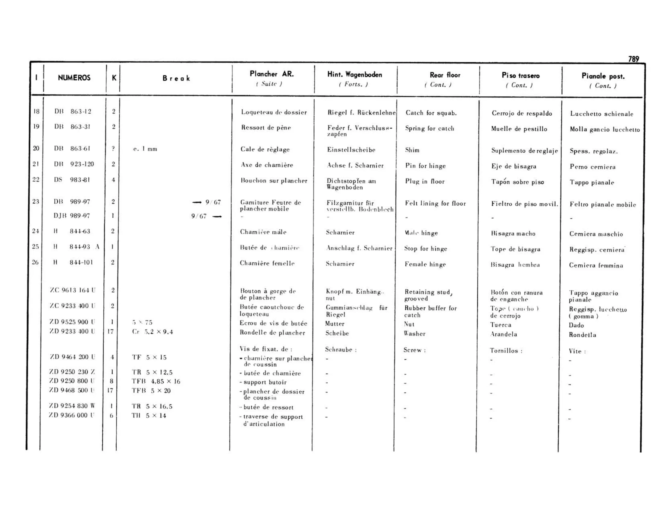 Rear floor / Break, page 337 of 503 — 598 Parts Catalogue — Volume II