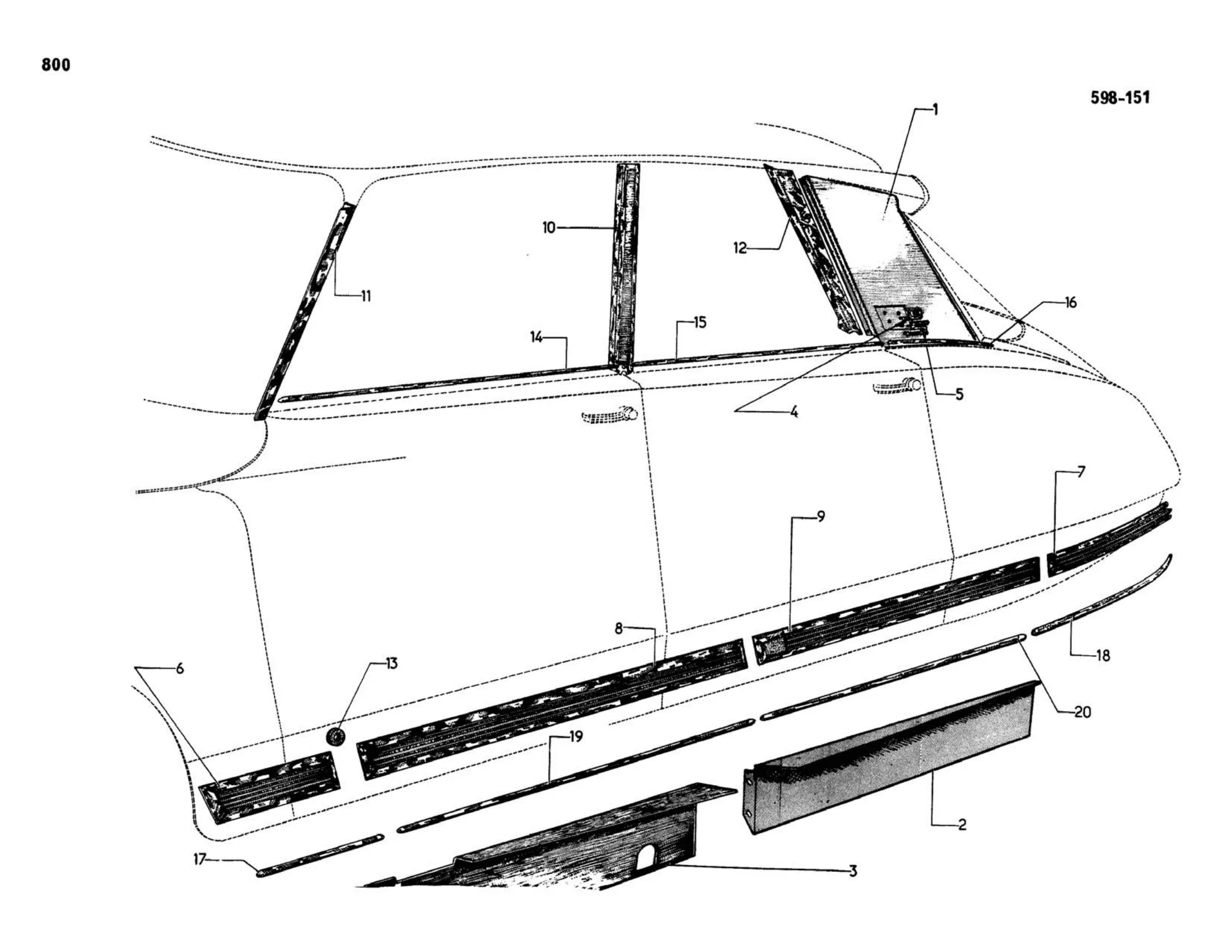 Exterior finishers / Pallas, page 345 of 503 — 598 Parts Catalogue — Volume II