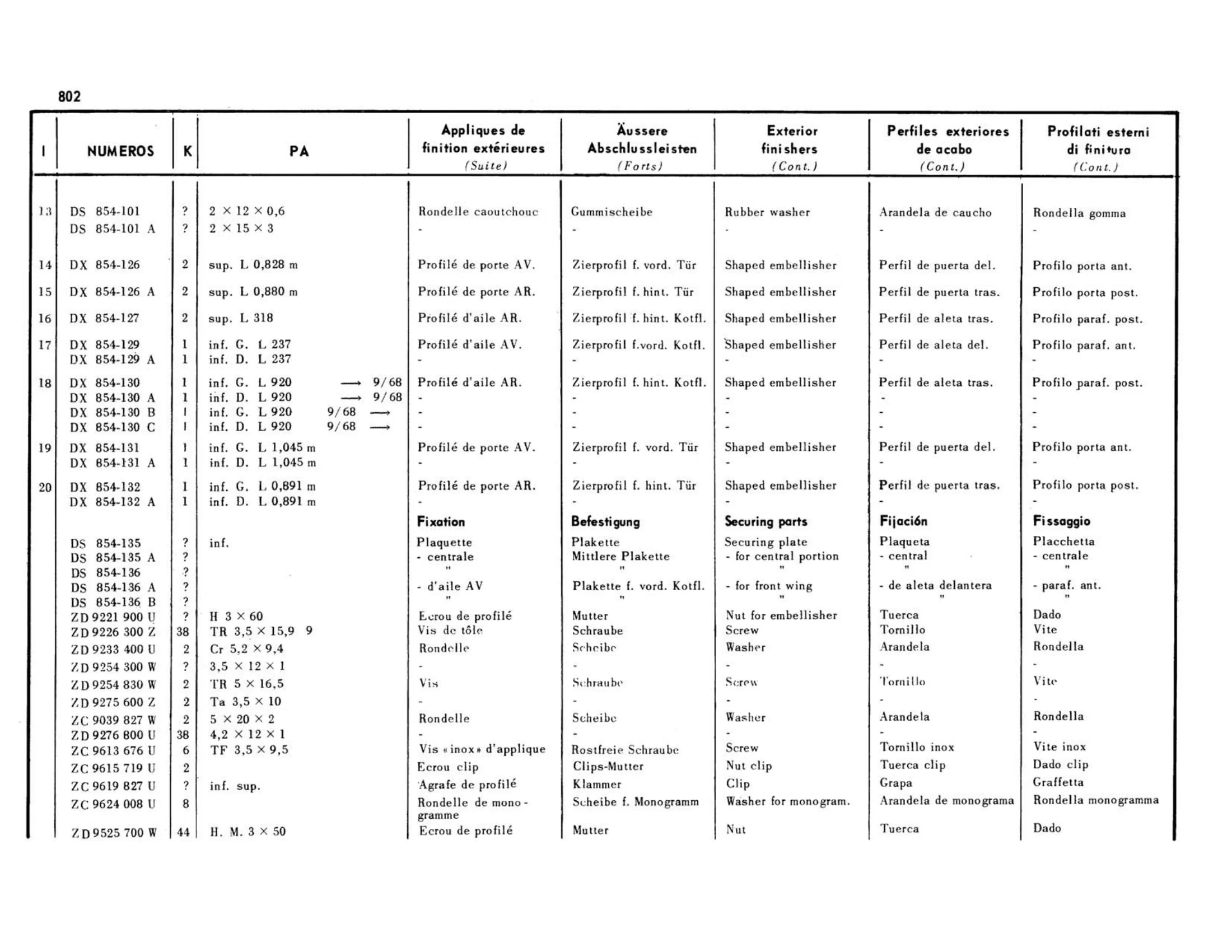 Exterior finishers / Pallas, page 347 of 503 — 598 Parts Catalogue — Volume II