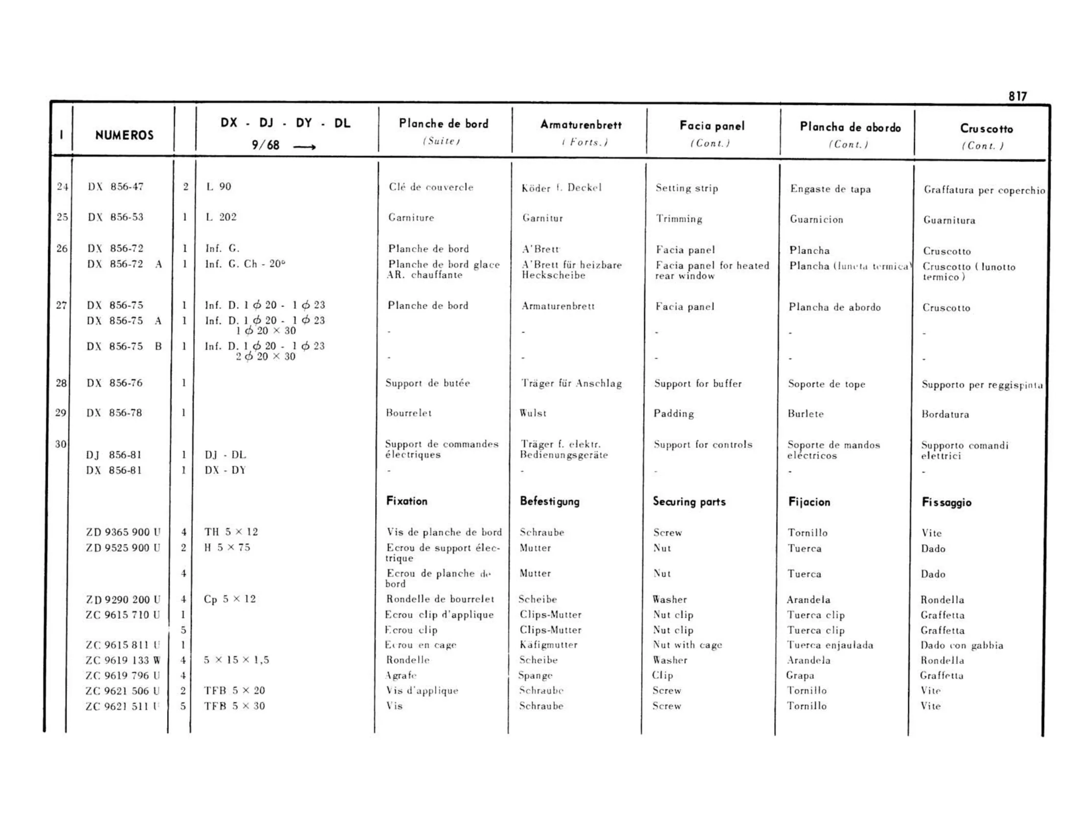 DX-DJ-DY-DL 9/68>, page 356 of 503 — 598 Parts Catalogue — Volume II