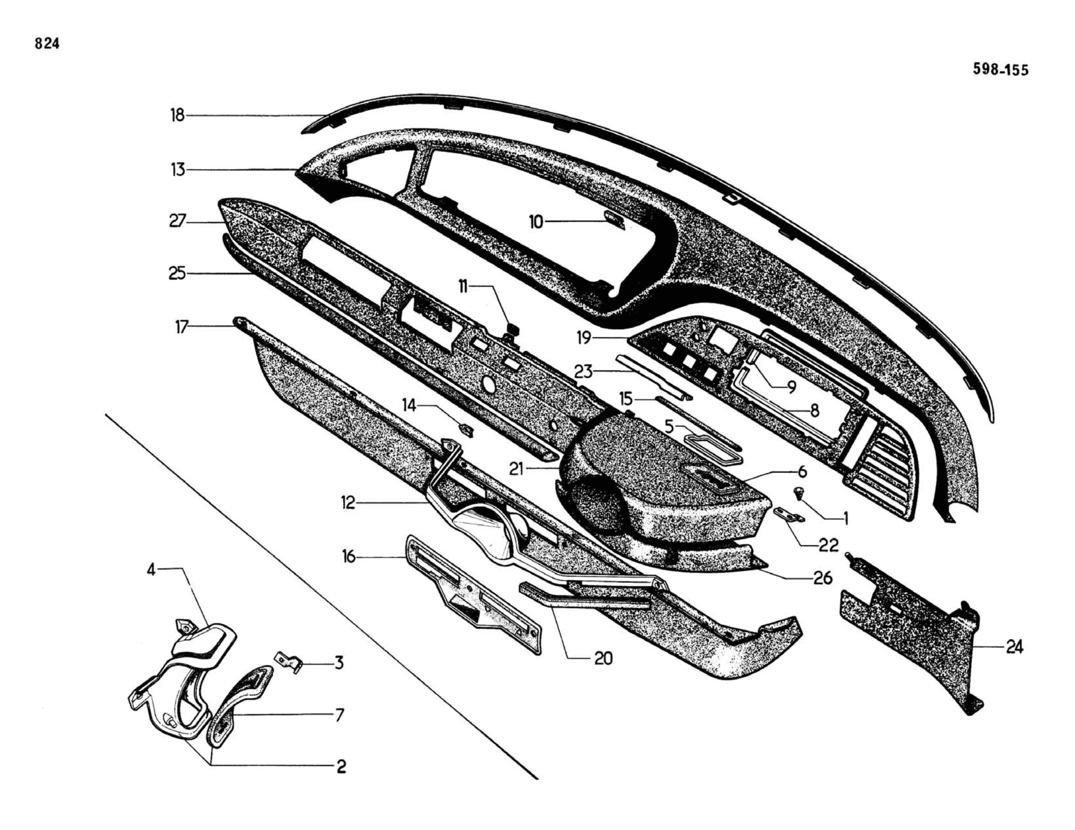 DX-DJ-DY-DL 9/68> Right hand drive, page 361 of 503 — 598 Parts Catalogue — Volume II