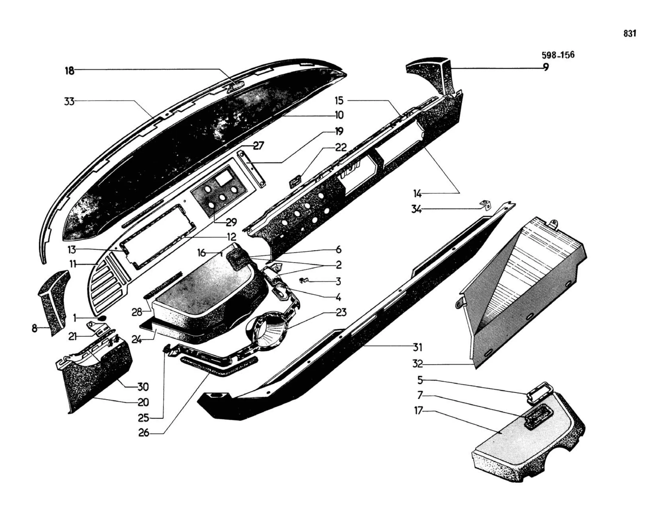 DX-DJ-DY-DL 9/68> Right hand drive, page 365 of 503 — 598 Parts Catalogue — Volume II