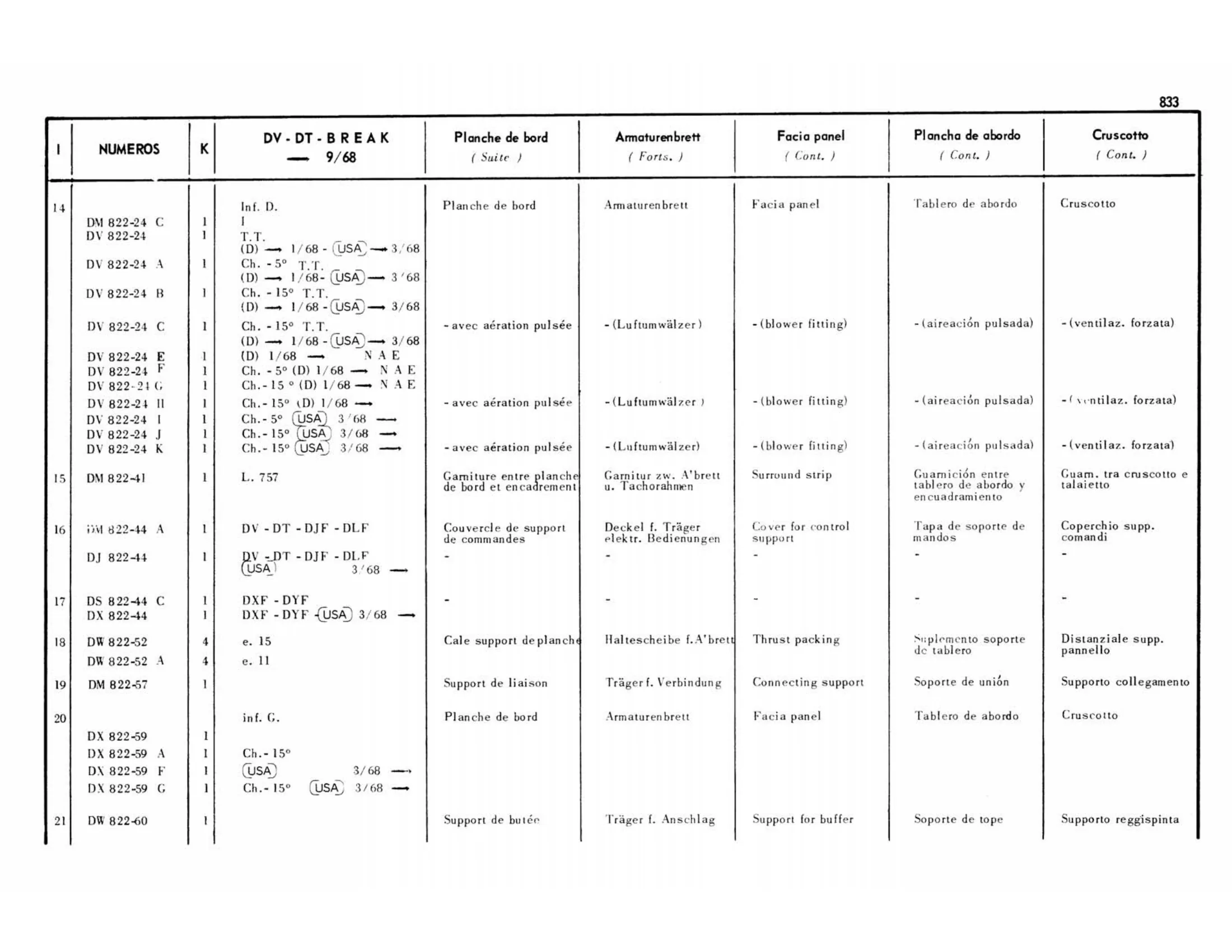 DV-DT-Break >9/68, page 367 of 503 — 598 Parts Catalogue — Volume II