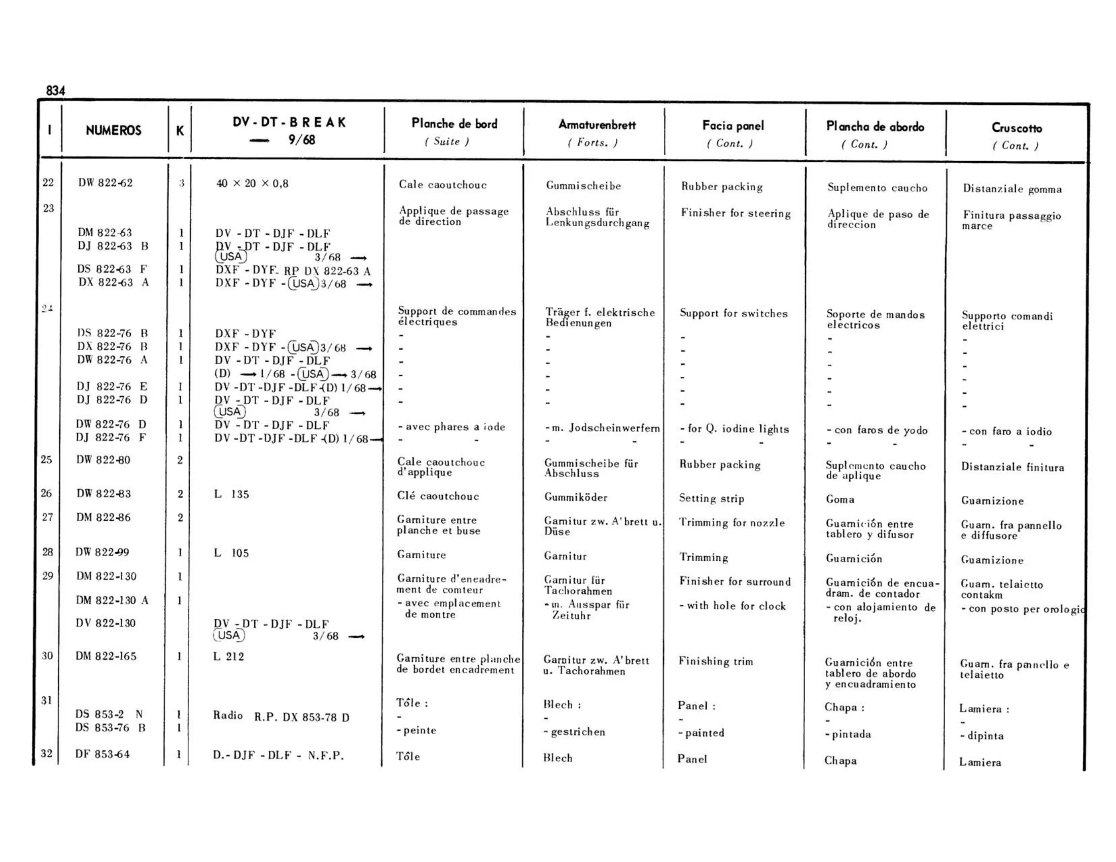 DV-DT-Break >9/68, page 368 of 503 — 598 Parts Catalogue — Volume II