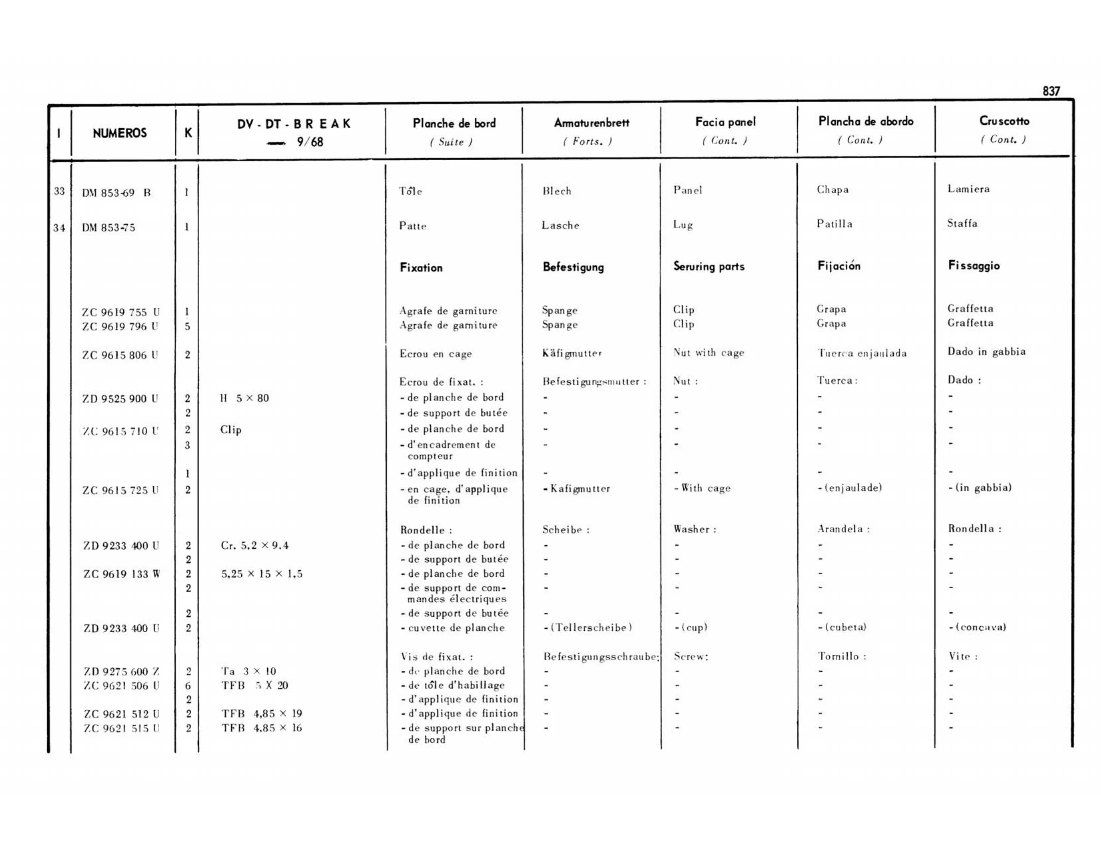 DV-DT-Break >9/68, page 369 of 503 — 598 Parts Catalogue — Volume II