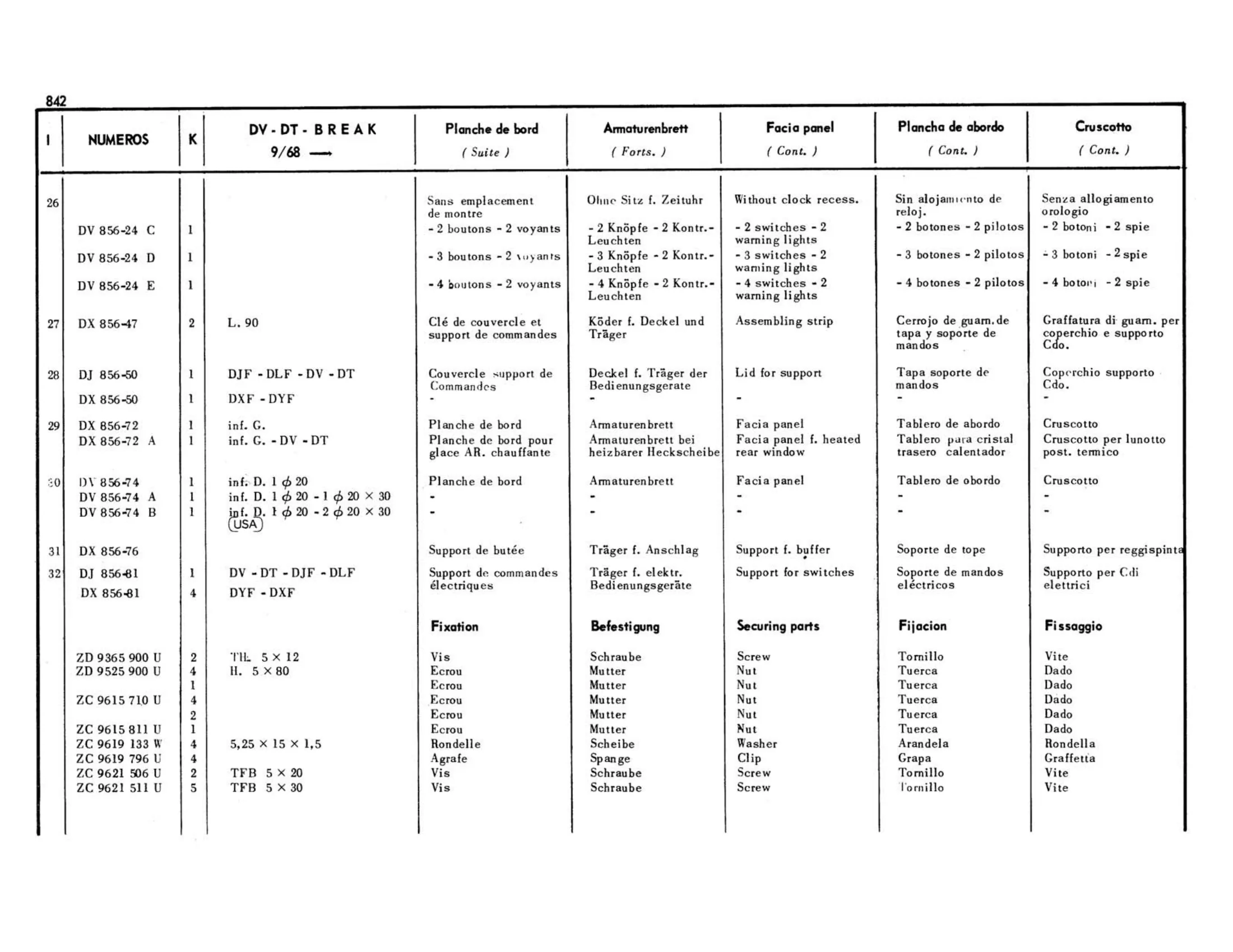 DV-DT-Break 9/68>, page 373 of 503 — 598 Parts Catalogue — Volume II