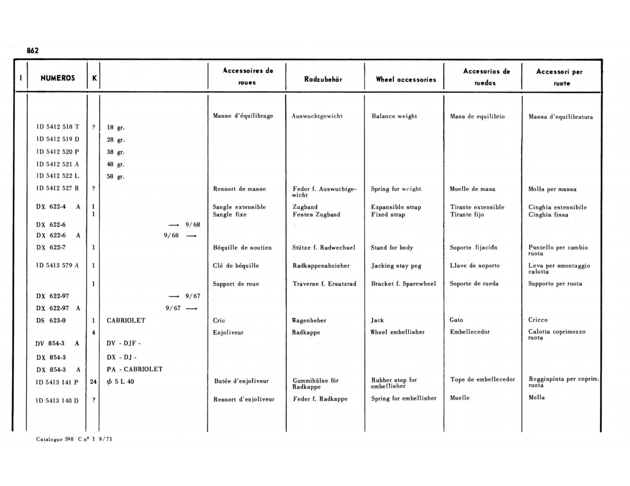 Wheel accessories, page 389 of 503 — 598 Parts Catalogue — Volume II