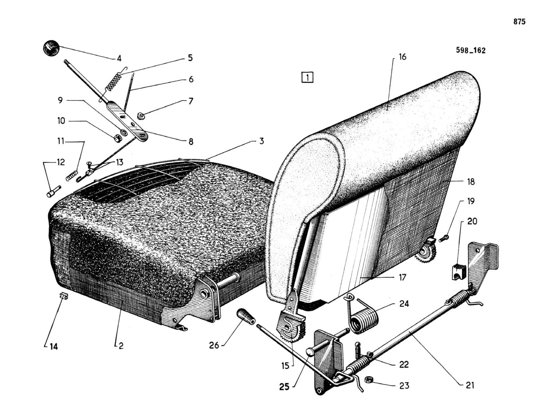 Front seats, separated / Confort >9/68, page 398 of 503 — 598 Parts Catalogue — Volume II