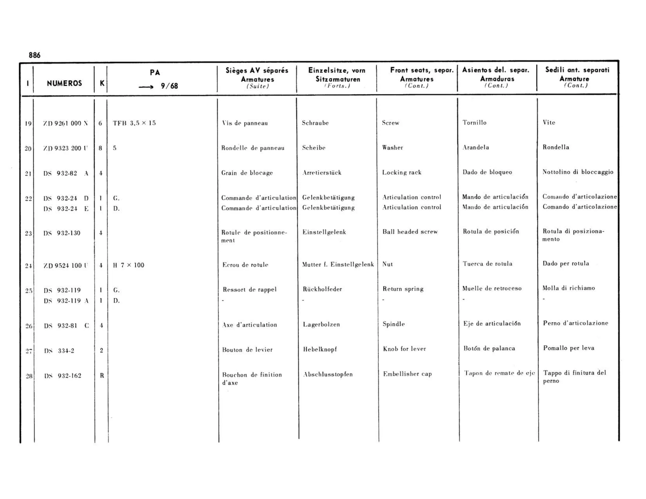 Pallas >9/68, page 407 of 503 — 598 Parts Catalogue — Volume II