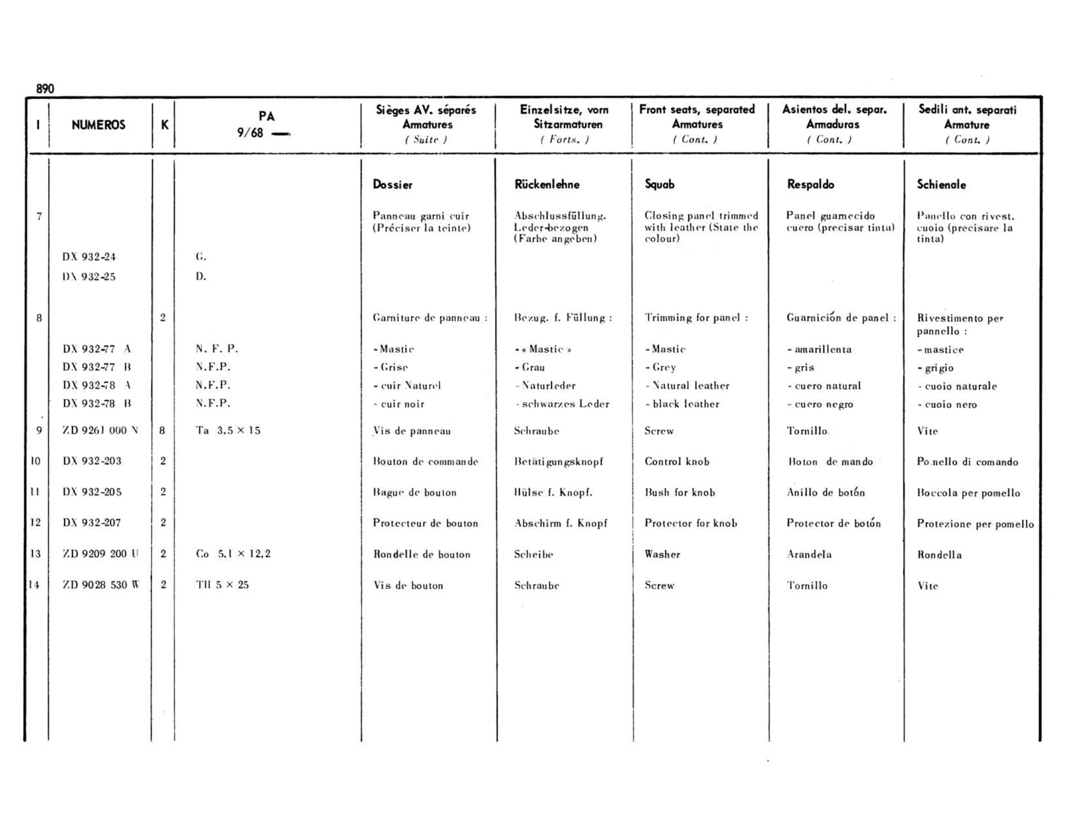 Pallas 9/68>, page 410 of 503 — 598 Parts Catalogue — Volume II
