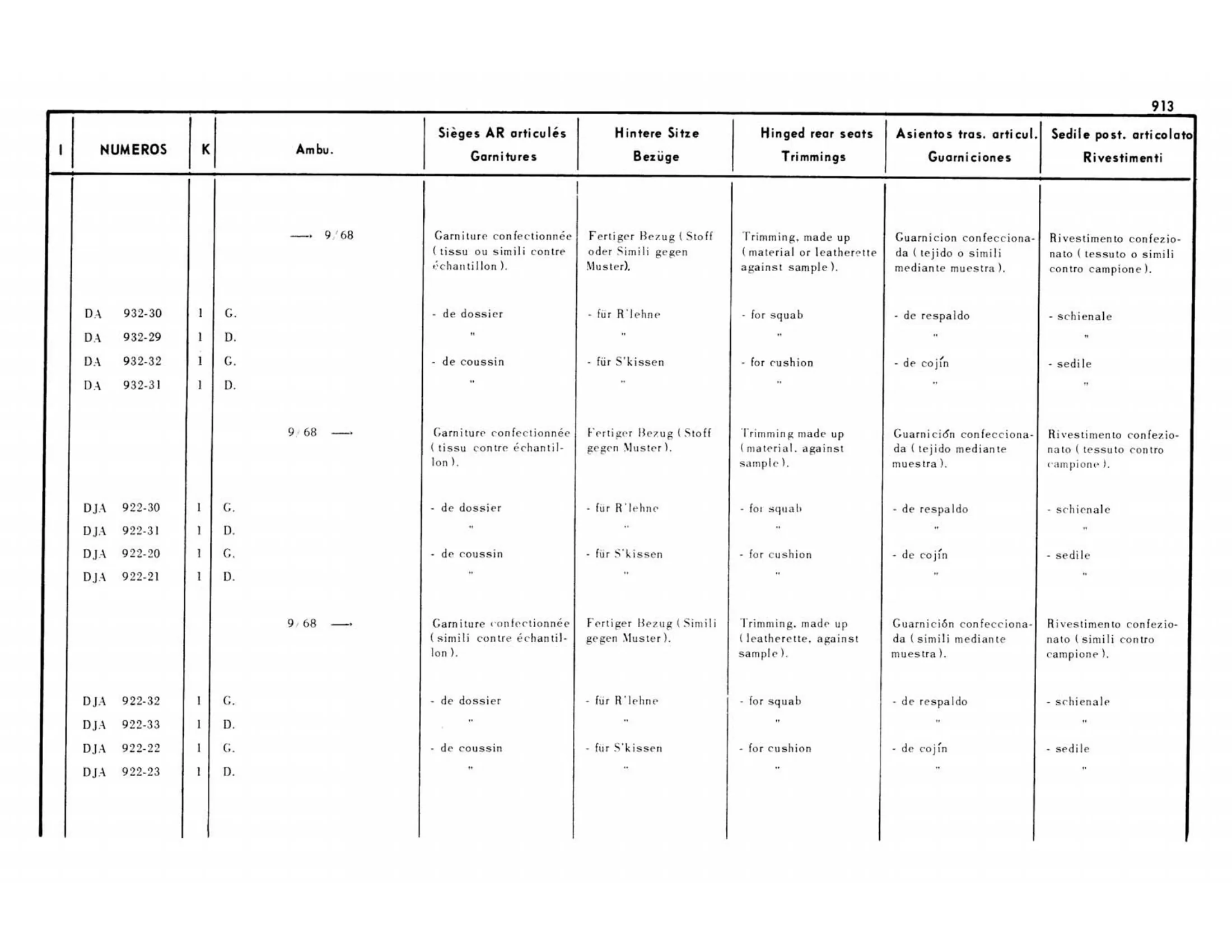 Trim, page 427 of 503 — 598 Parts Catalogue — Volume II
