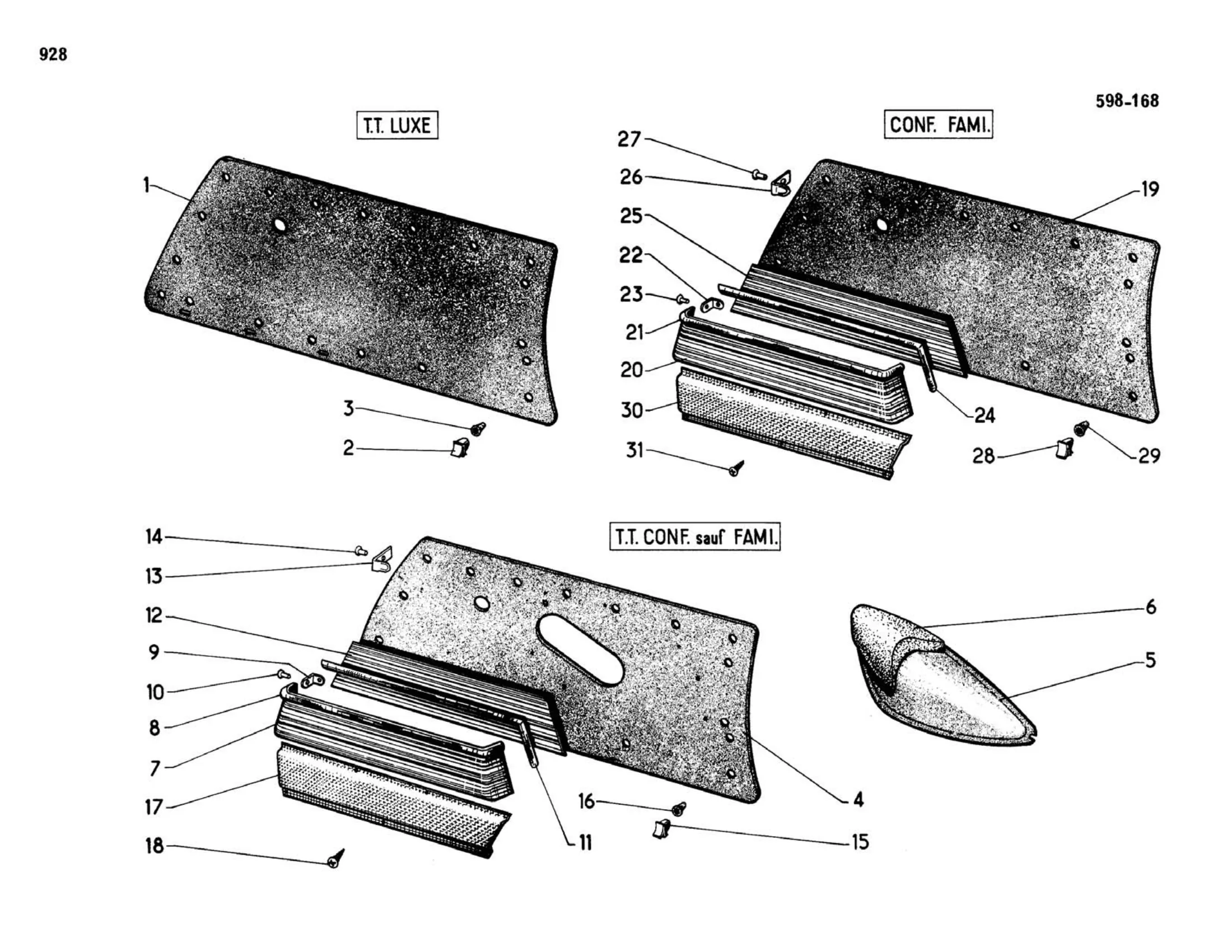 Inner door inner panels / Front, page 441 of 503 — 598 Parts Catalogue — Volume II