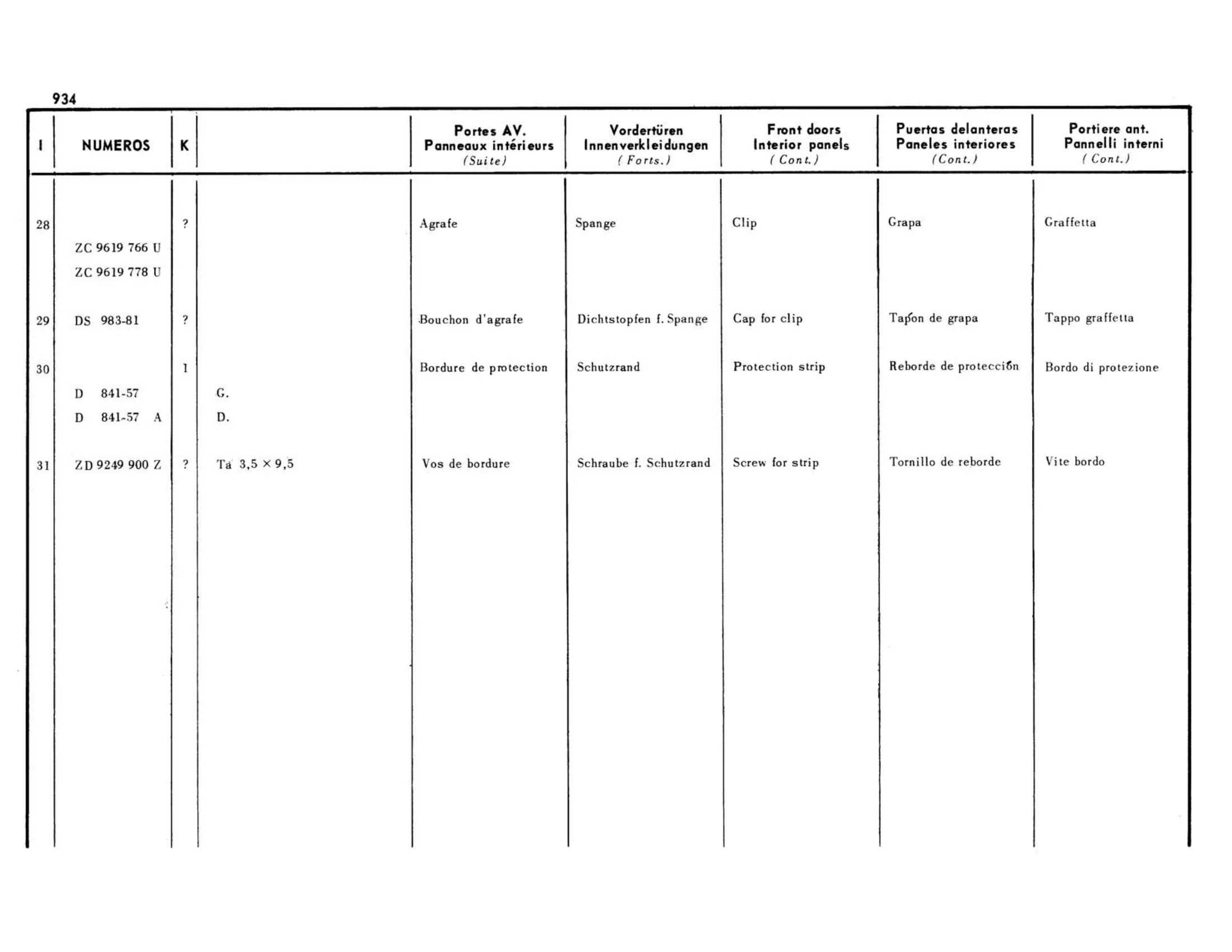 Confort, Familiale, page 445 of 503 — 598 Parts Catalogue — Volume II