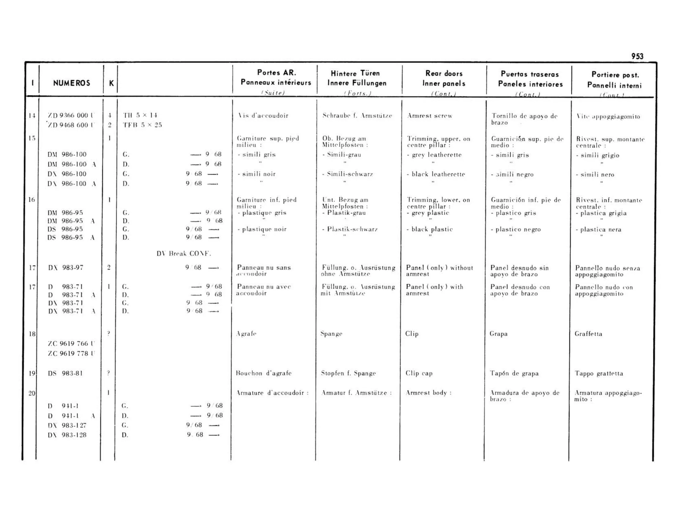 DV, Break Confort, page 456 of 503 — 598 Parts Catalogue — Volume II