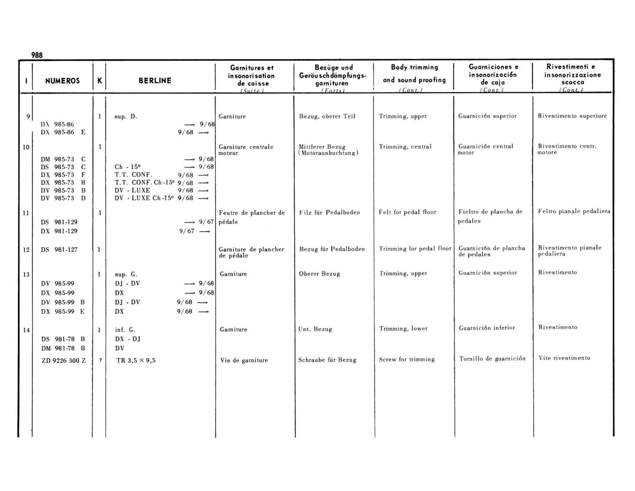 Roof, rear window, scuttle , page 478 of 503 — 598 Parts Catalogue — Volume II