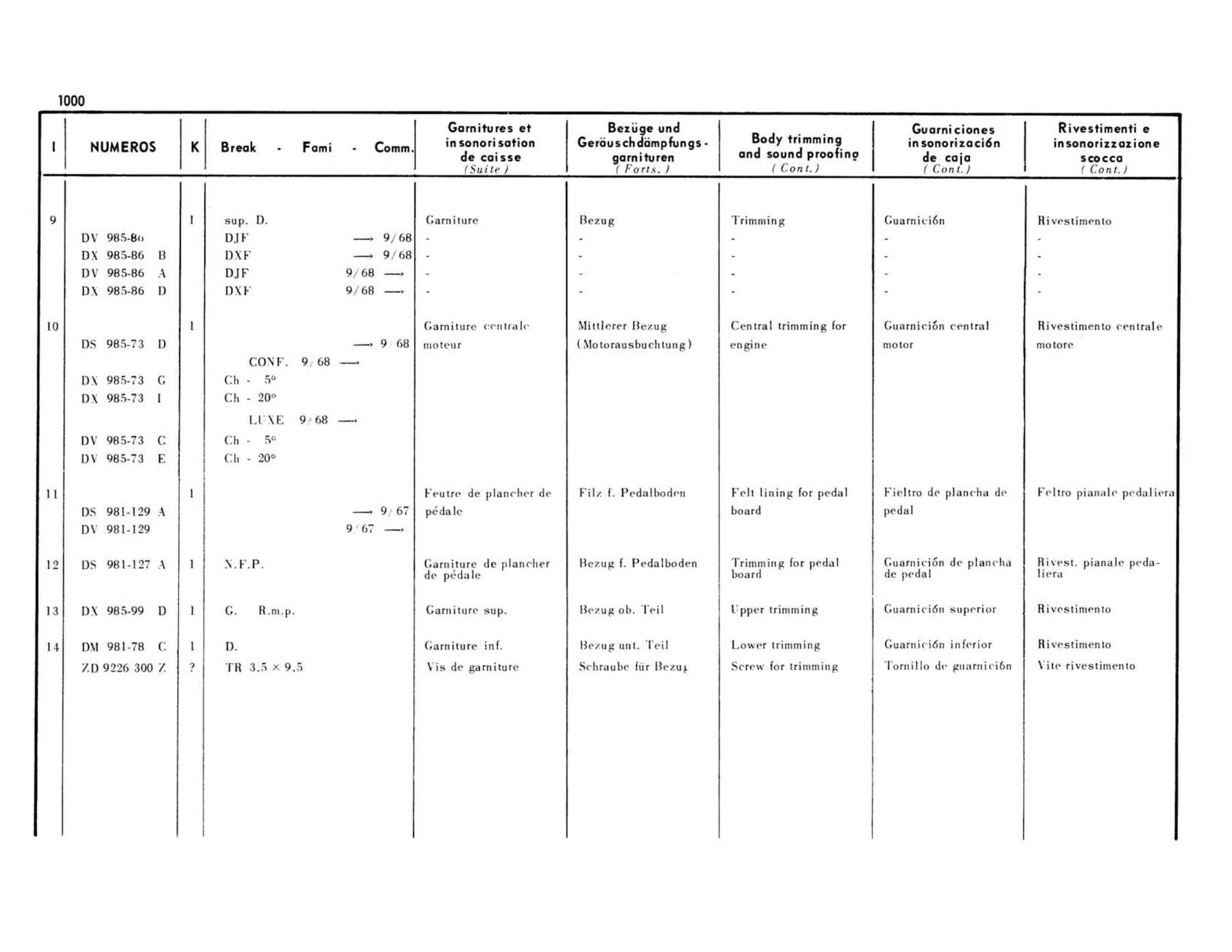 Right hand drive scuttle, page 485 of 503 — 598 Parts Catalogue — Volume II