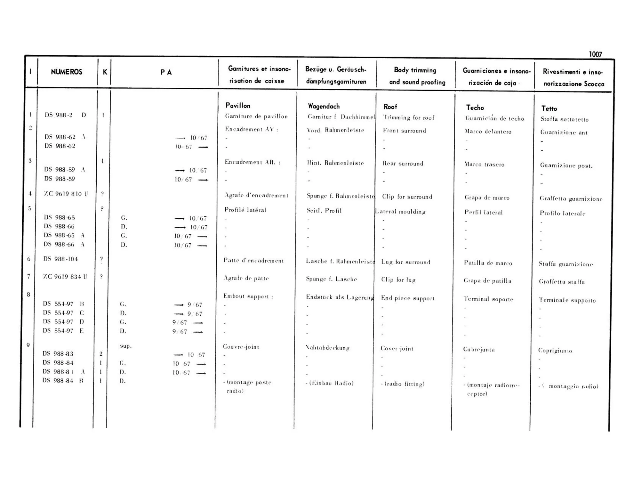 Berline Pallas, page 489 of 503 — 598 Parts Catalogue — Volume II