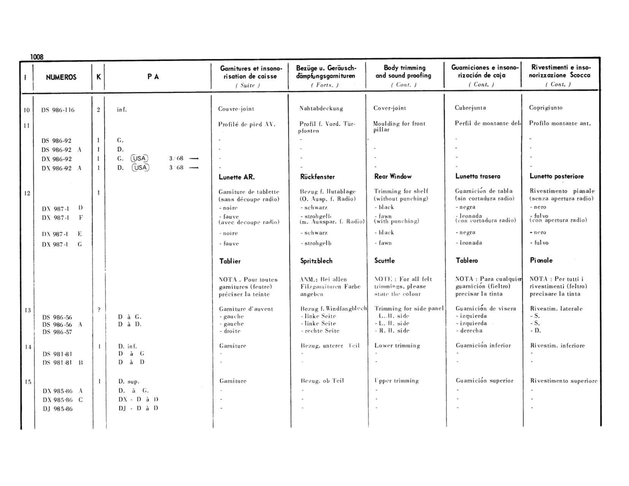 Berline Pallas, page 490 of 503 — 598 Parts Catalogue — Volume II